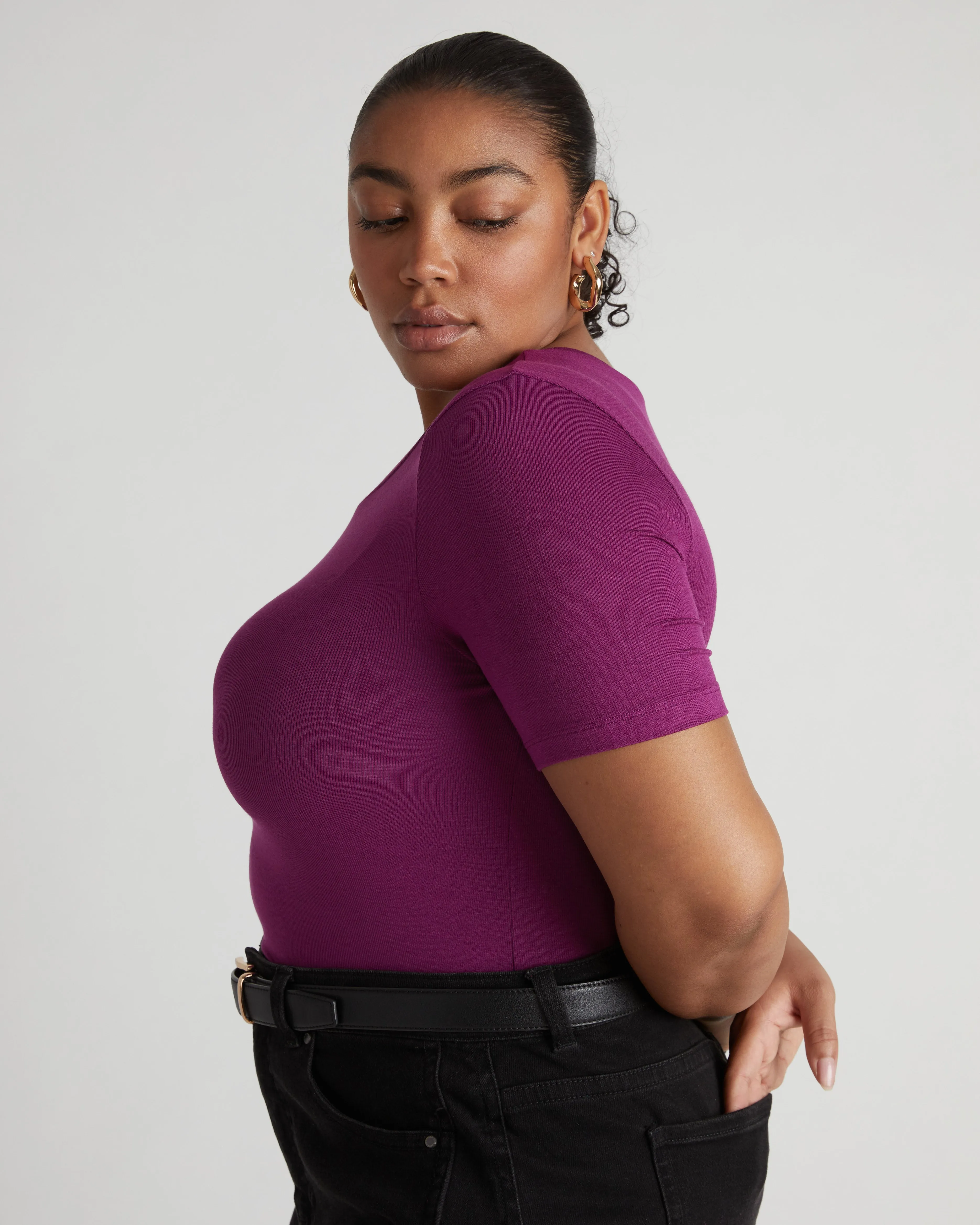 Foundation Short Sleeve Crew Neck Tee - Goji Berry sold by Universal Standard product image thumbnail 3