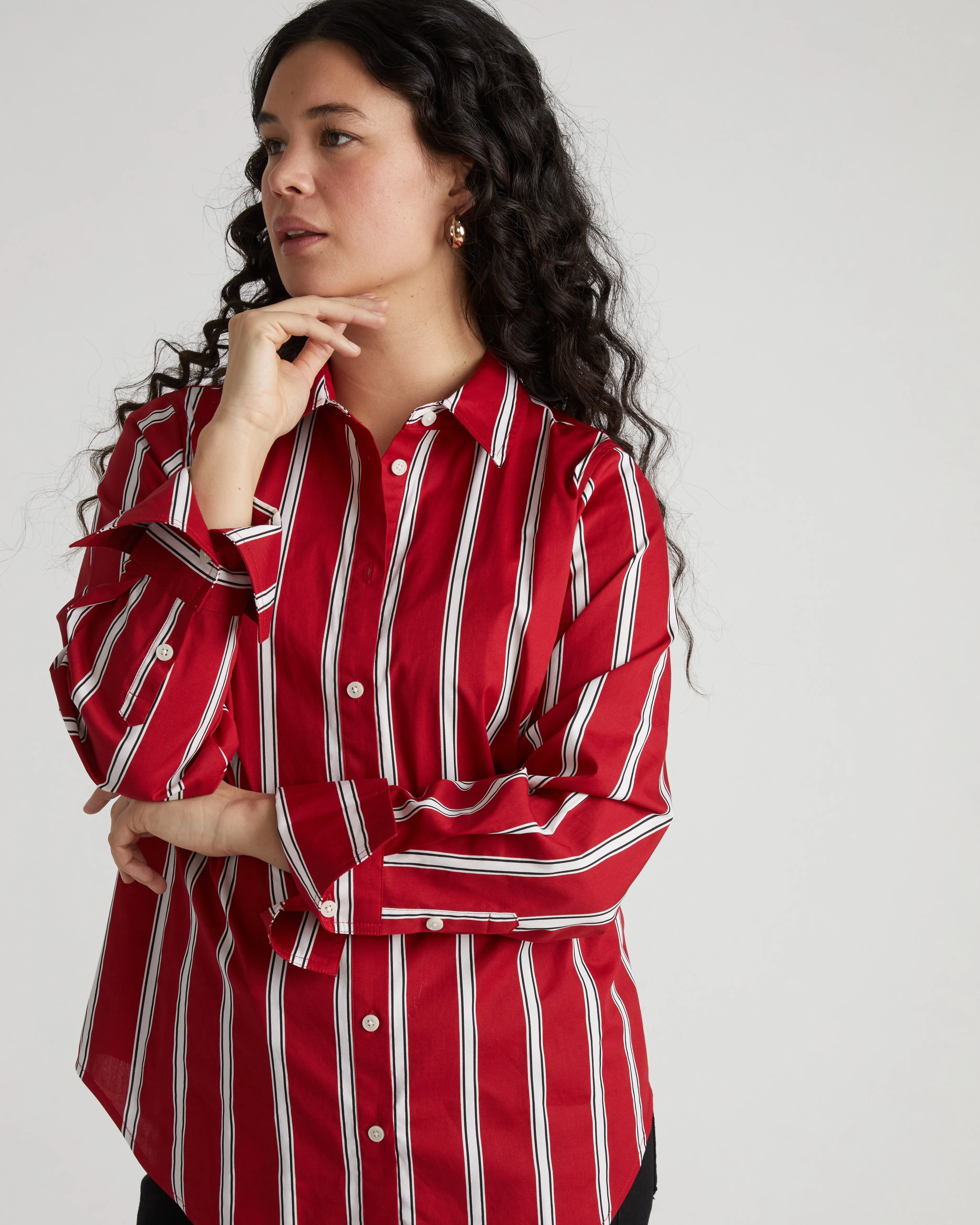 Henning x US Madison Shirt - Red/Black/White Stripe sold by Universal Standard product image thumbnail 3