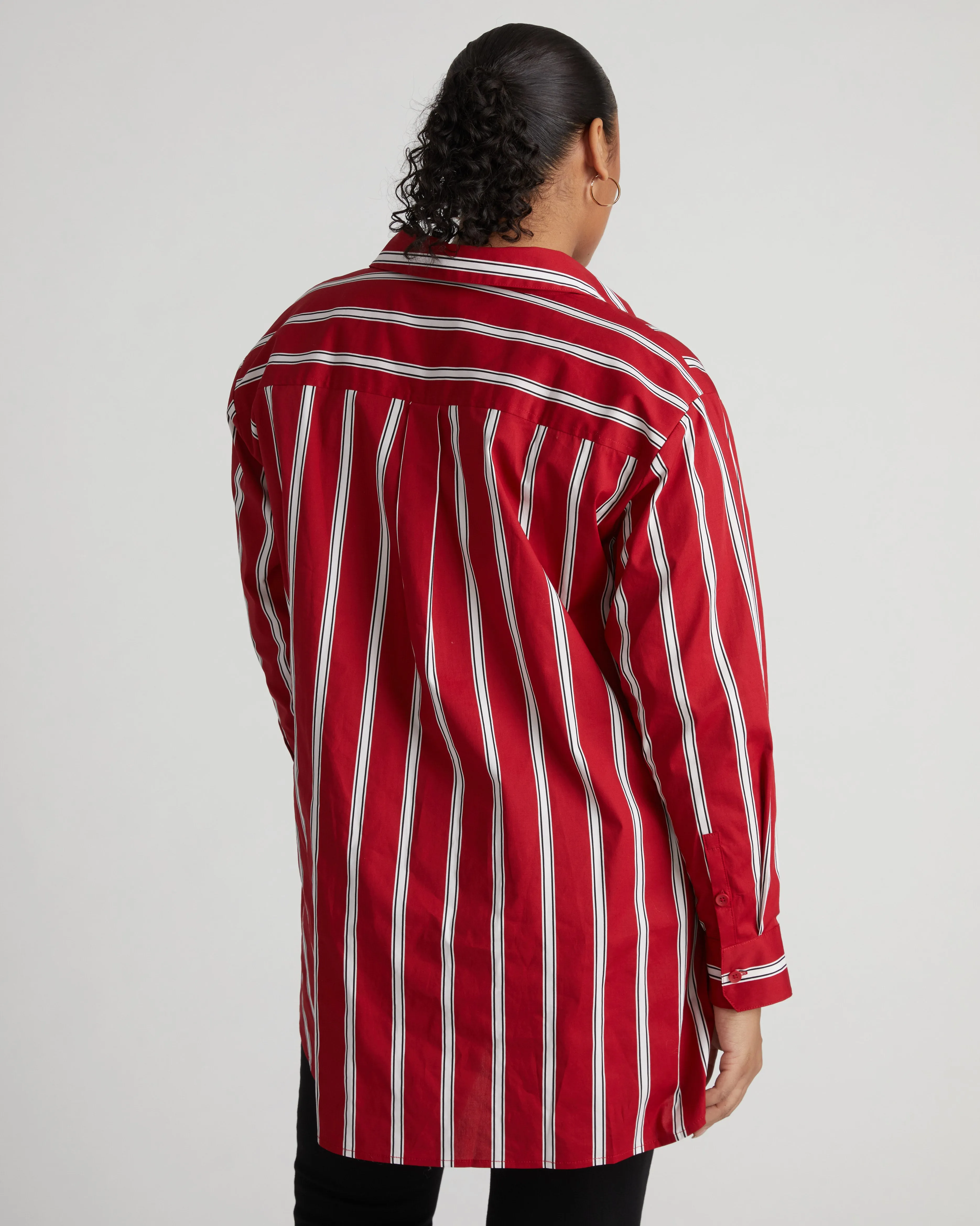 The Artist Poplin Shirt - Red/Black/White Stripe sold by Universal Standard product image thumbnail 3