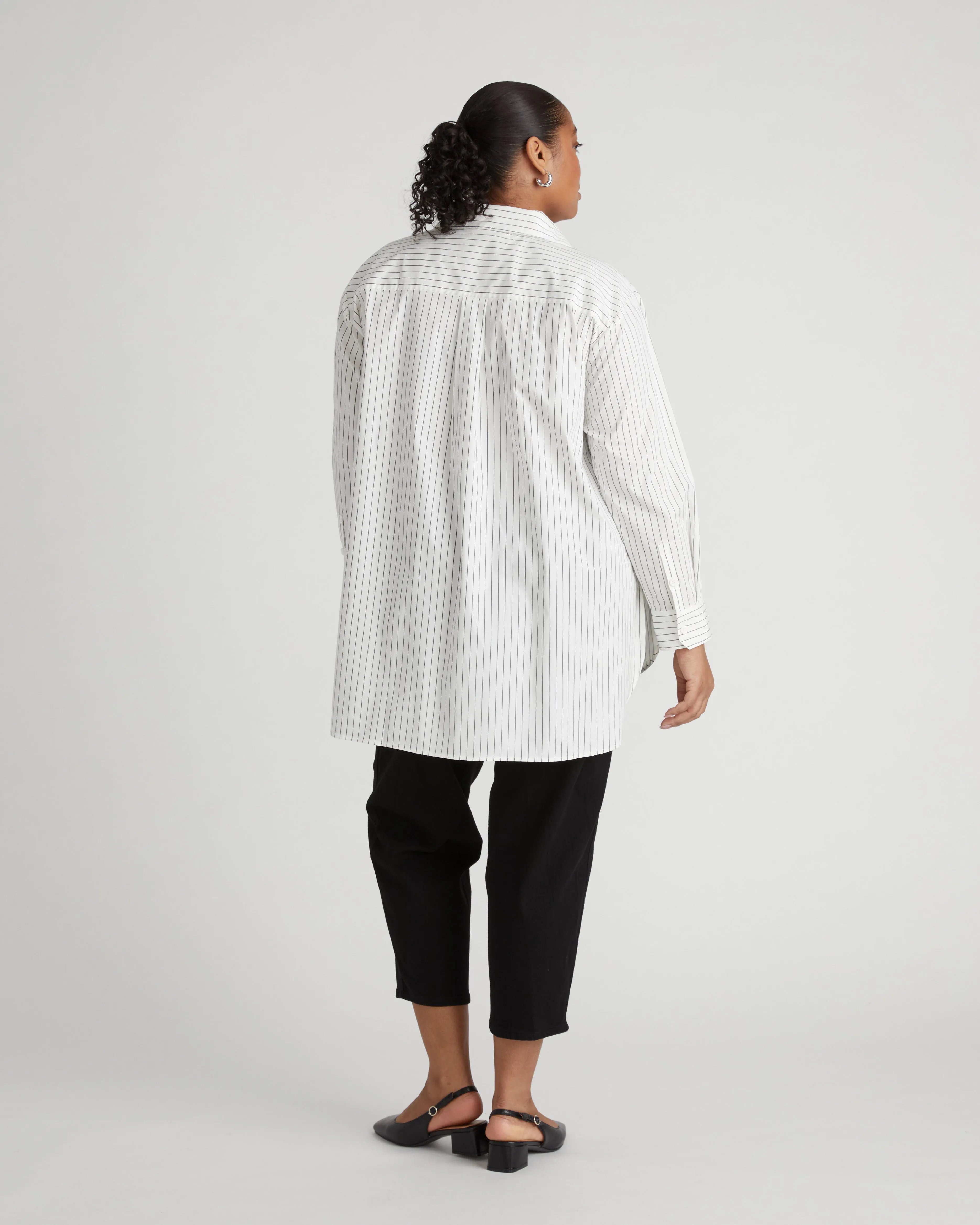 The Artist Poplin Shirt - White/Grey Stripe sold by Universal Standard product image thumbnail 4