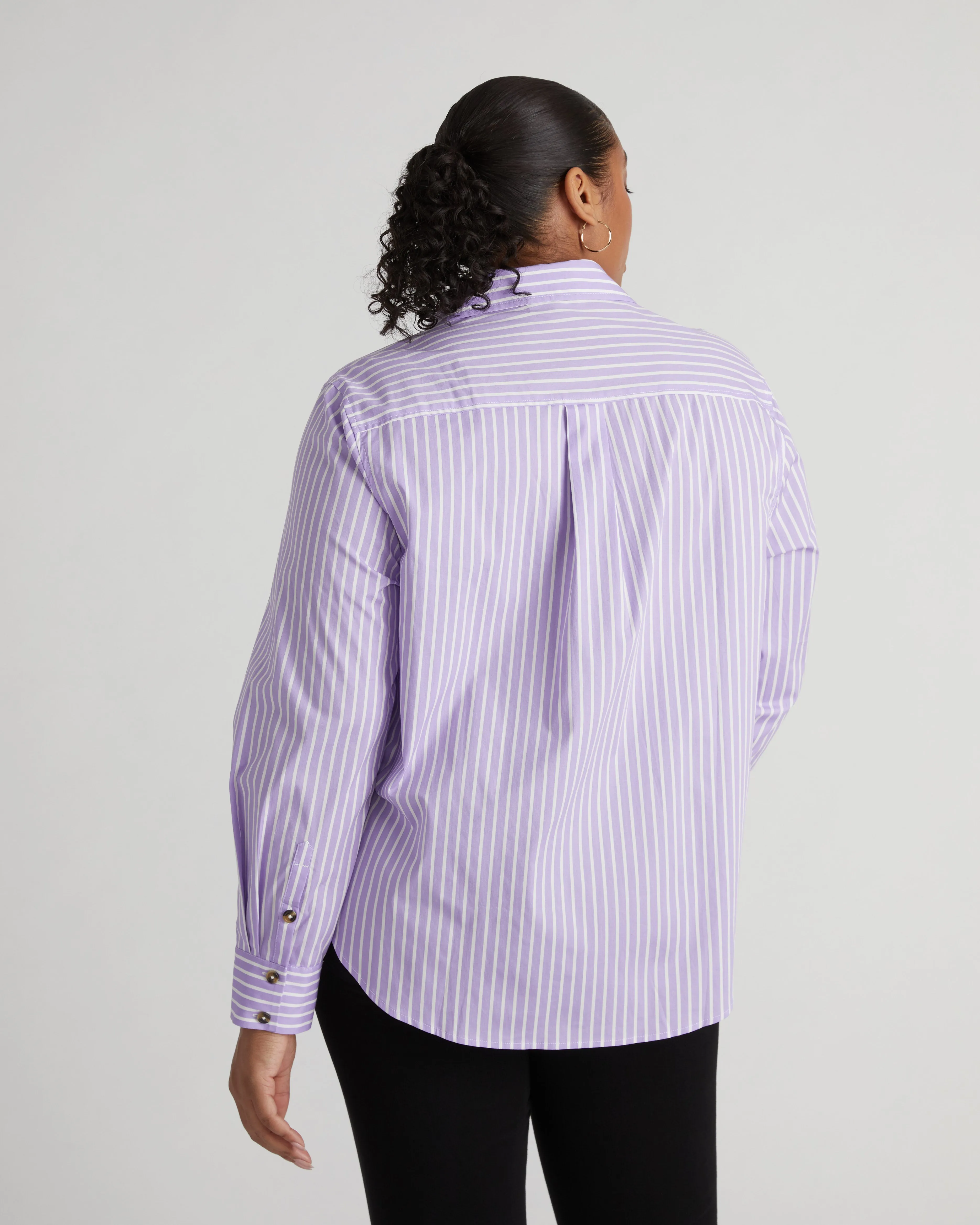 Elbe Stretch Poplin Shirt Classic Fit - Lavender/White Stripe sold by Universal Standard product image thumbnail 3