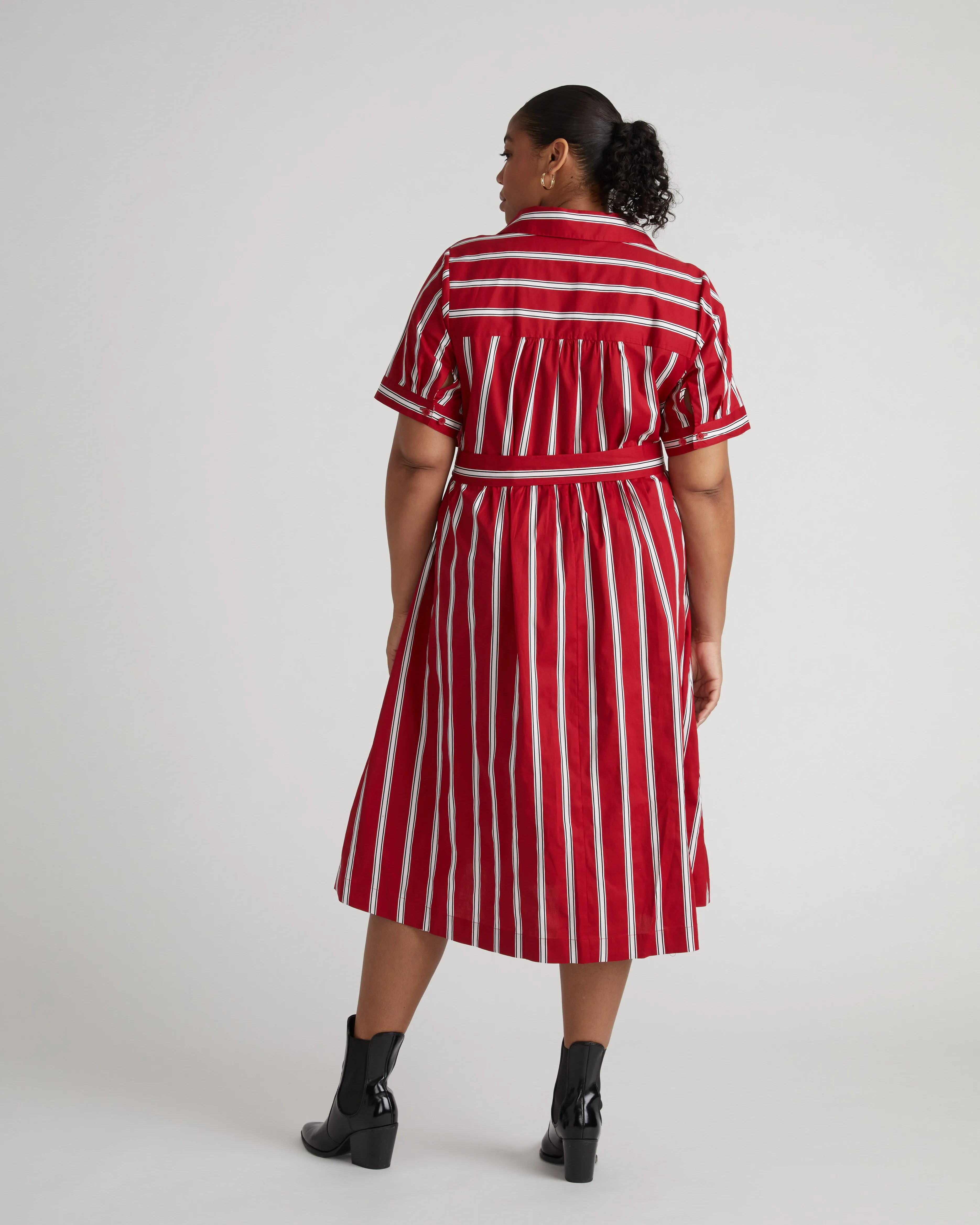 City Poplin Shirtdress - Red/Black/White Stripe sold by Universal Standard product image thumbnail 3
