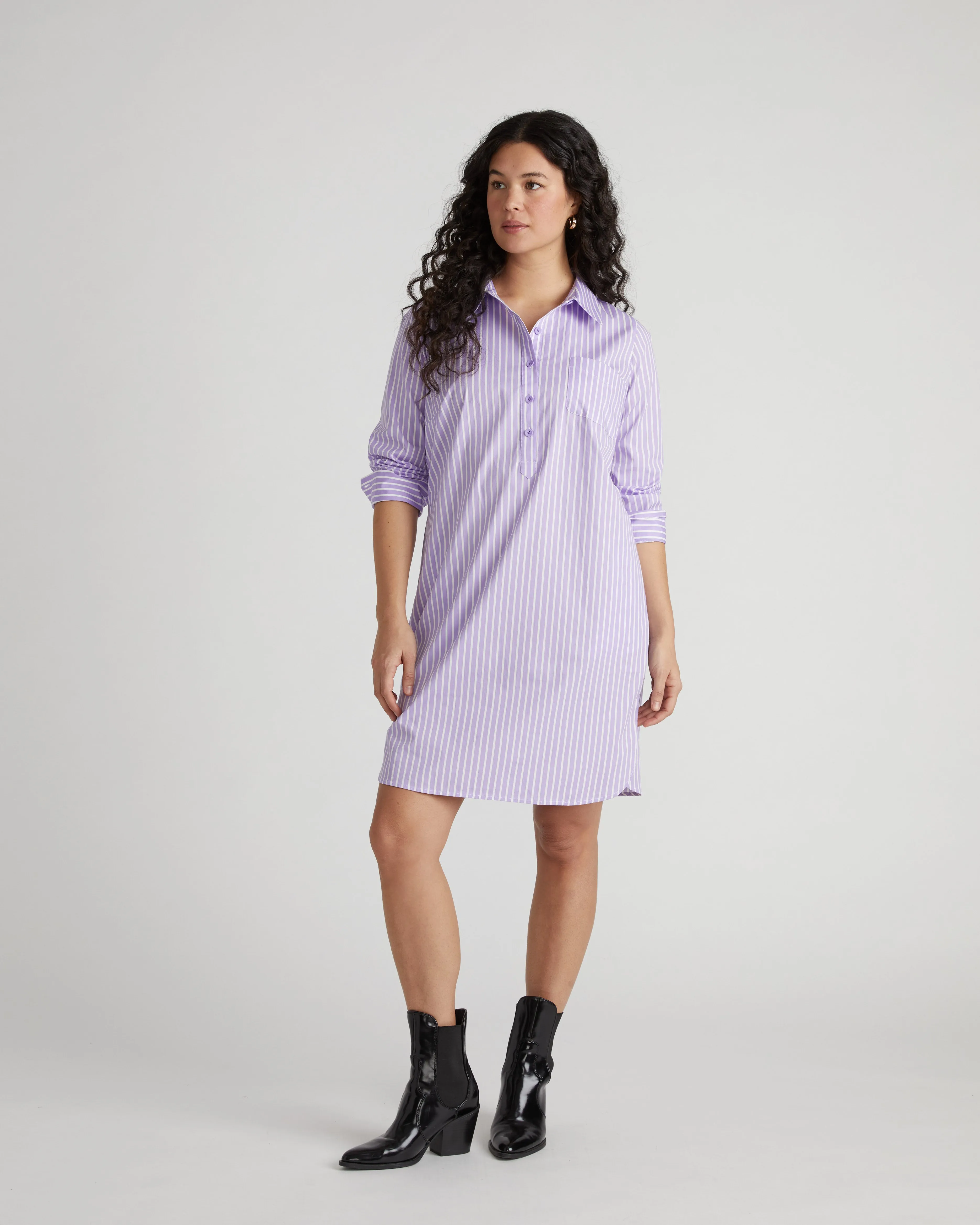 Stretch Poplin Rubicon Shirtdress - Lavender/White Stripe sold by Universal Standard product image thumbnail 2