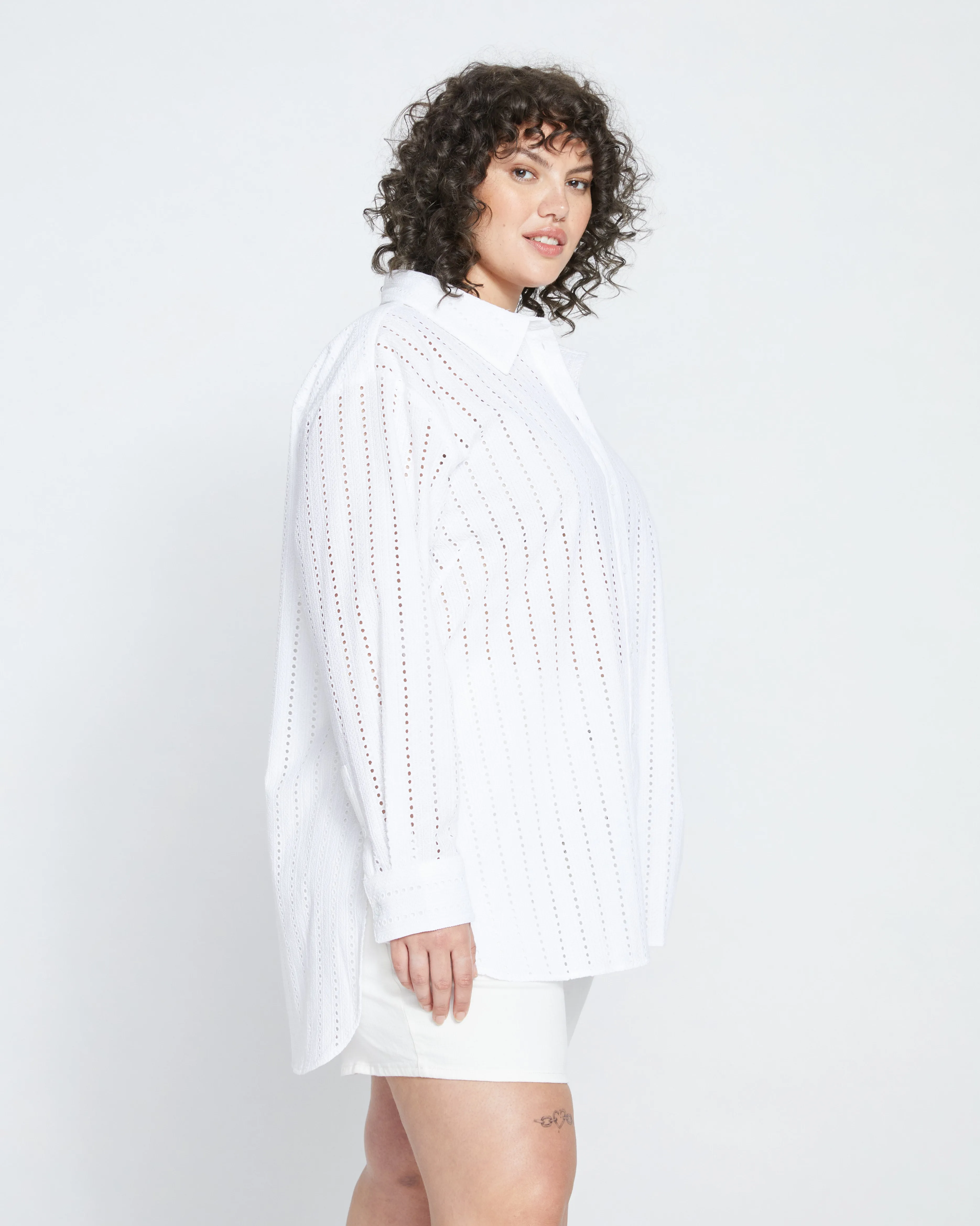 The Artist Broderie Anglaise Shirt - White sold by Universal Standard product image thumbnail 3