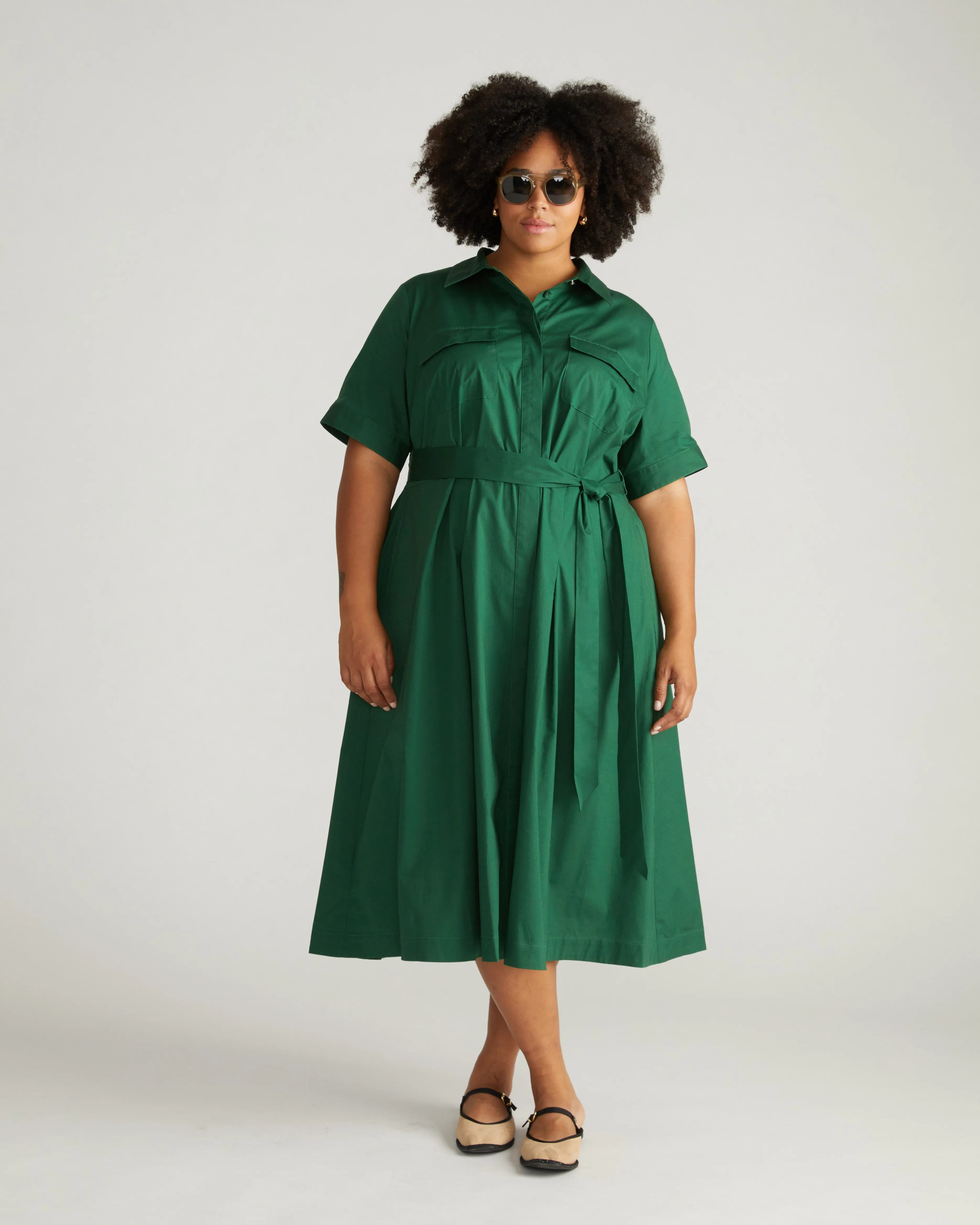 City Poplin Shirtdress - Kelly Green sold by Universal Standard product image thumbnail 3
