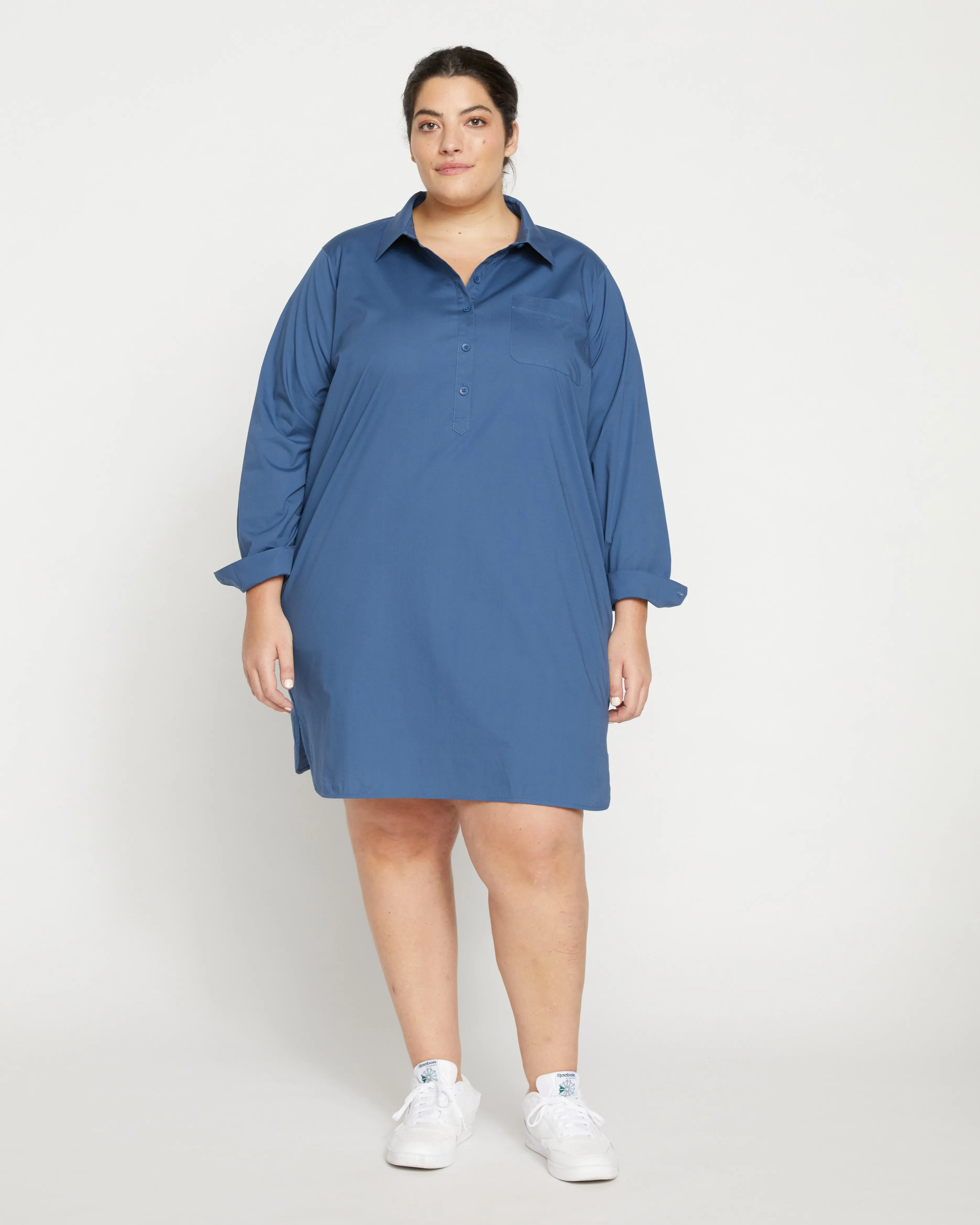 Stretch Poplin Rubicon Shirtdress - Bleu Scolaire sold by Universal Standard product image thumbnail 3
