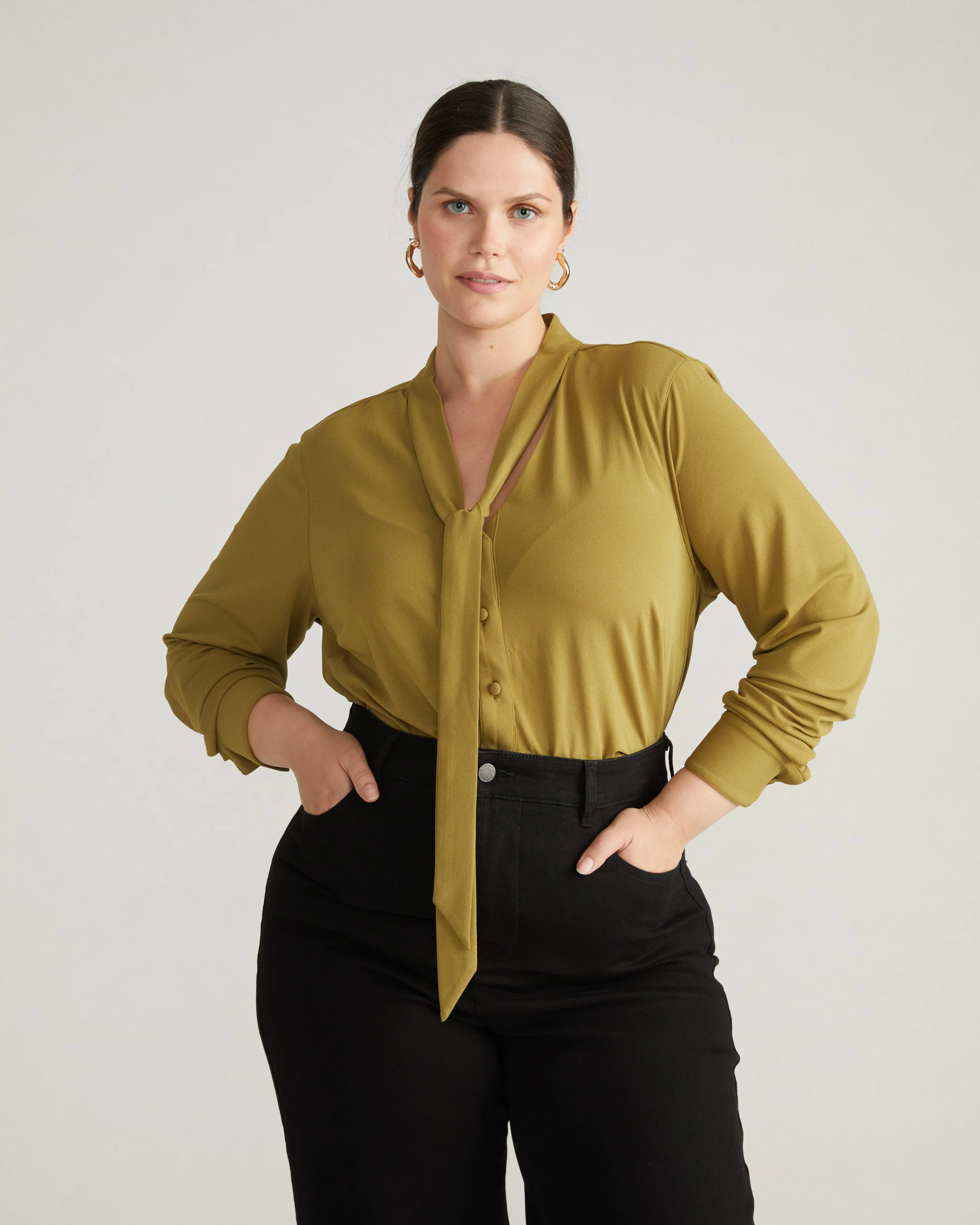 Crepe Jersey Long Sleeve Tess Blouse - Dried Palm sold by Universal Standard product image thumbnail 3