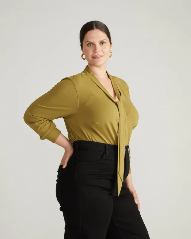 Crepe Jersey Long Sleeve Tess Blouse - Dried Palm sold by Universal Standard