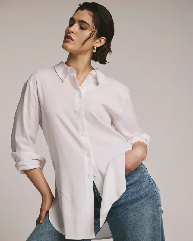 Cooling Stretch Cupro Artist Shirt - White sold by Universal Standard