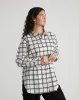 The Artist Poplin Shirt - White/Black Check sold by Universal Standard