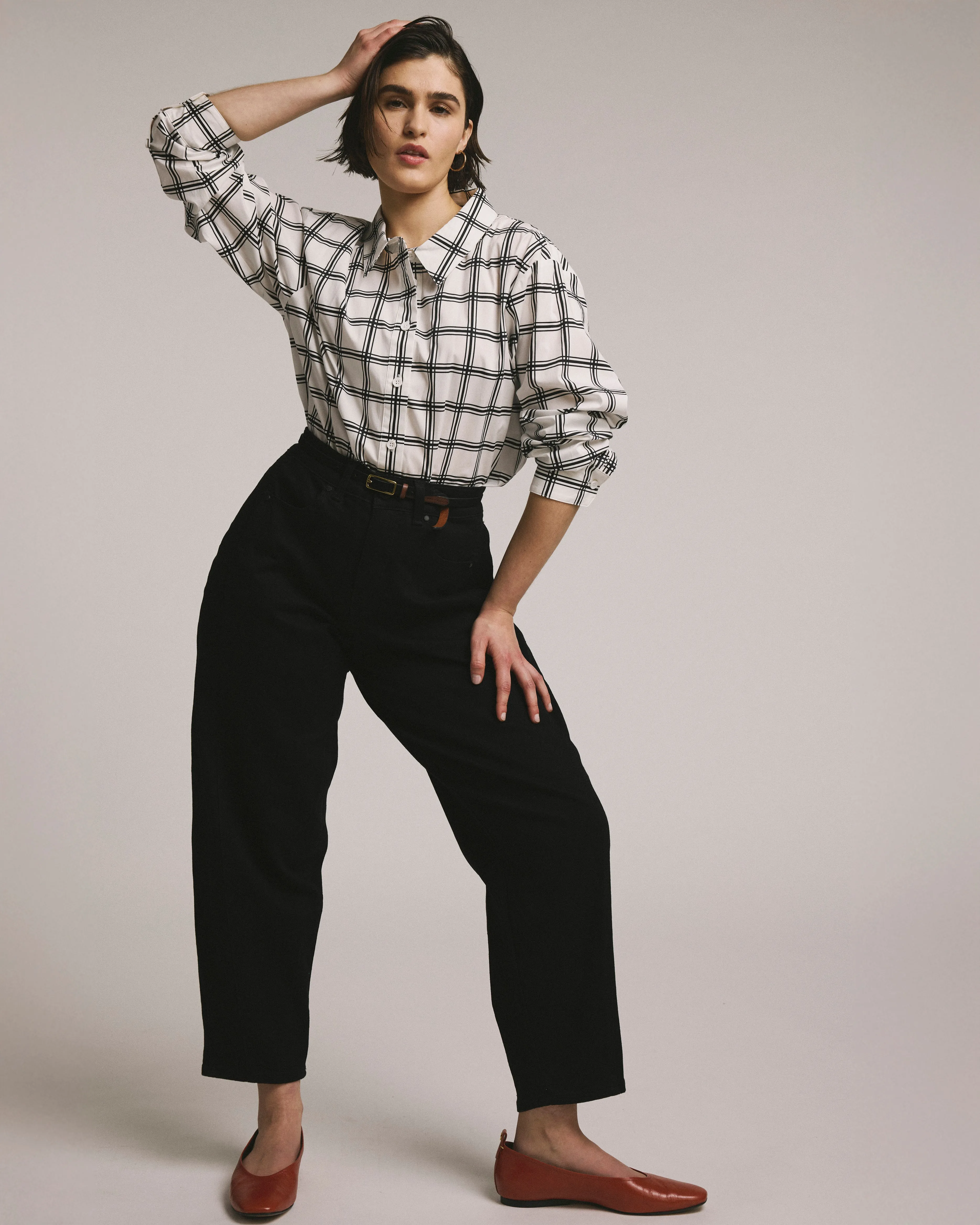 The Artist Poplin Shirt - White/Black Check sold by Universal Standard product image thumbnail 2