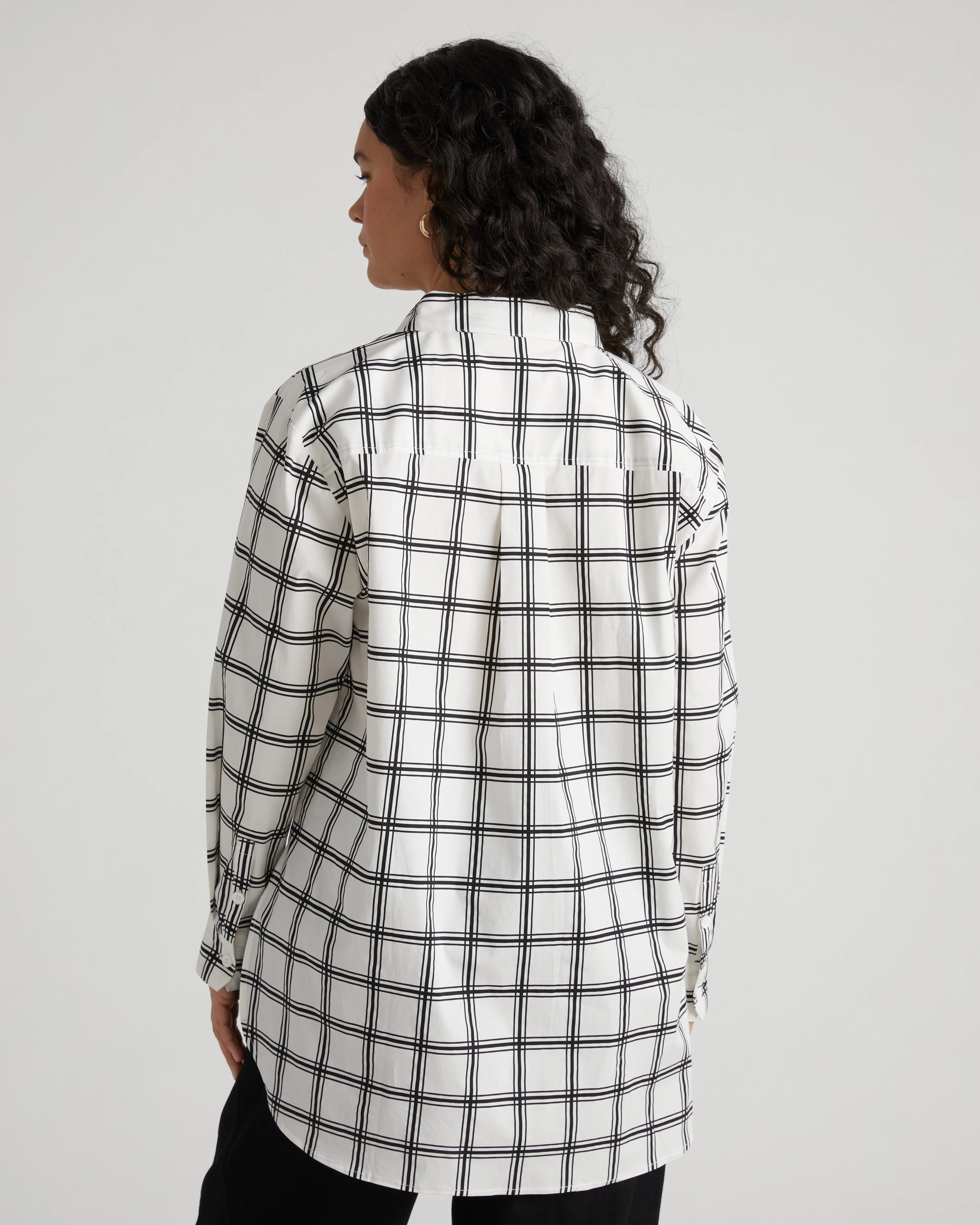 The Artist Poplin Shirt - White/Black Check sold by Universal Standard product image thumbnail 5