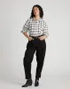 The Artist Poplin Shirt - White/Black Check sold by Universal Standard