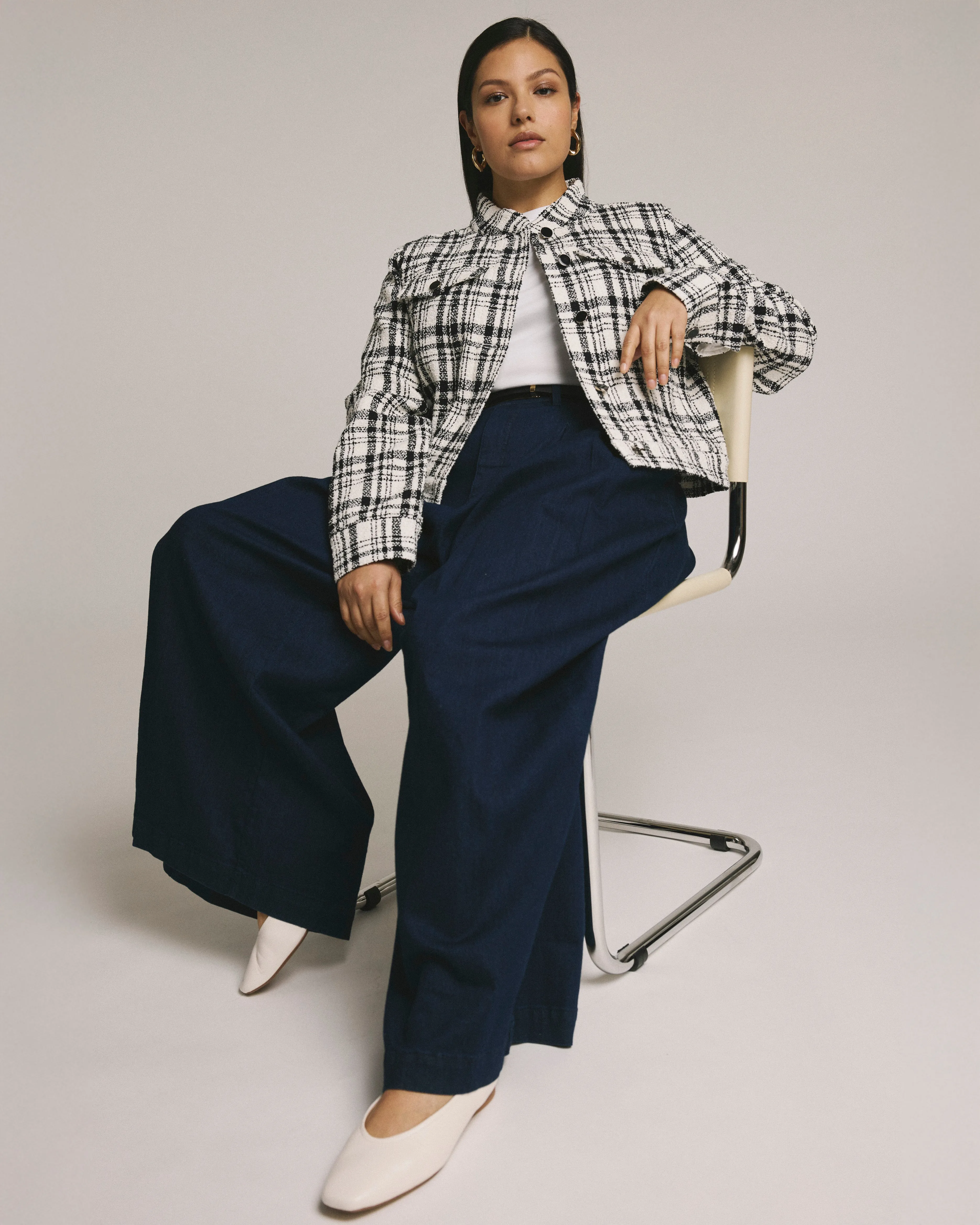 Tweed Lady Jacket - White/Black Plaid sold by Universal Standard product image thumbnail 3