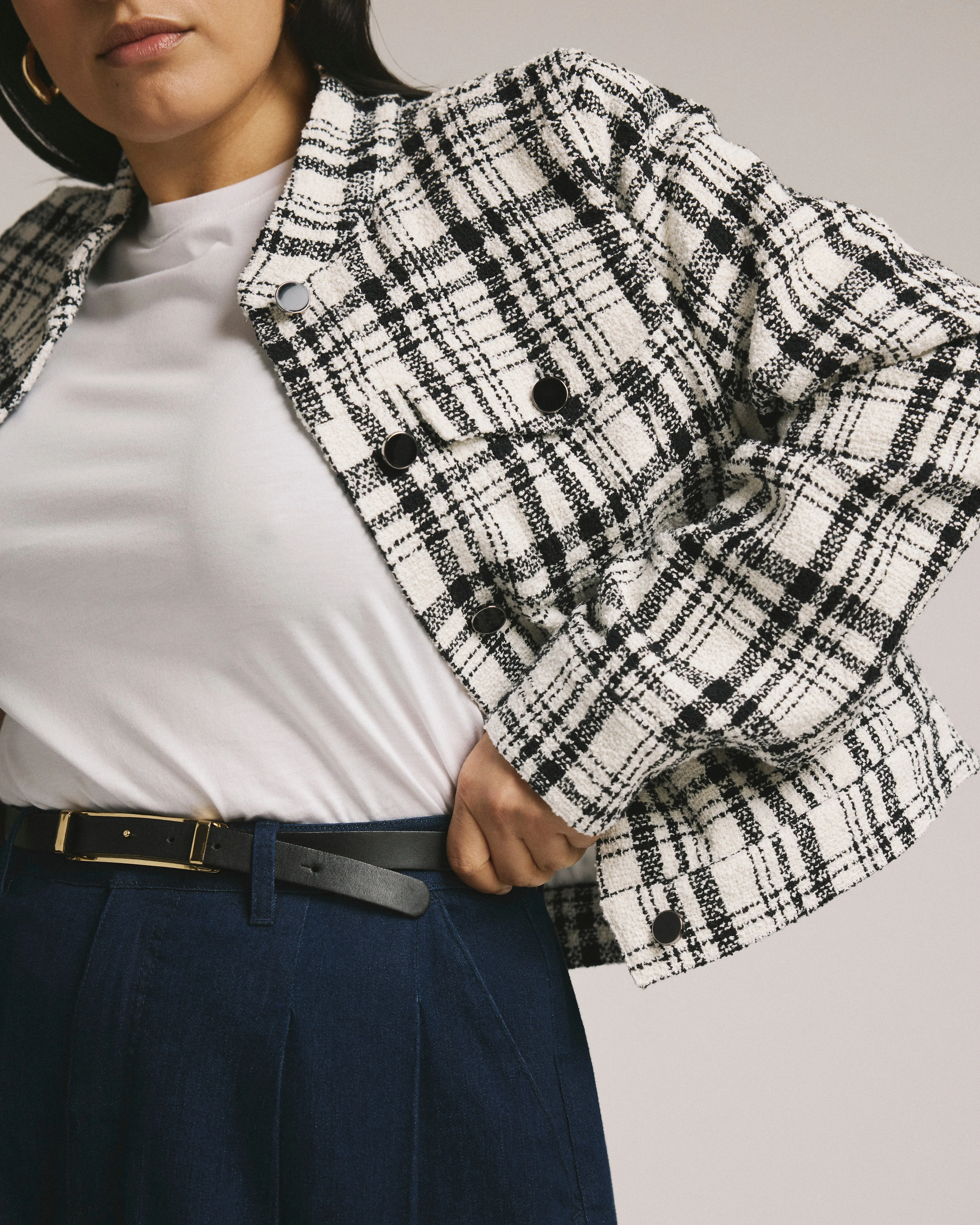 Tweed Lady Jacket - White/Black Plaid sold by Universal Standard product image thumbnail 2