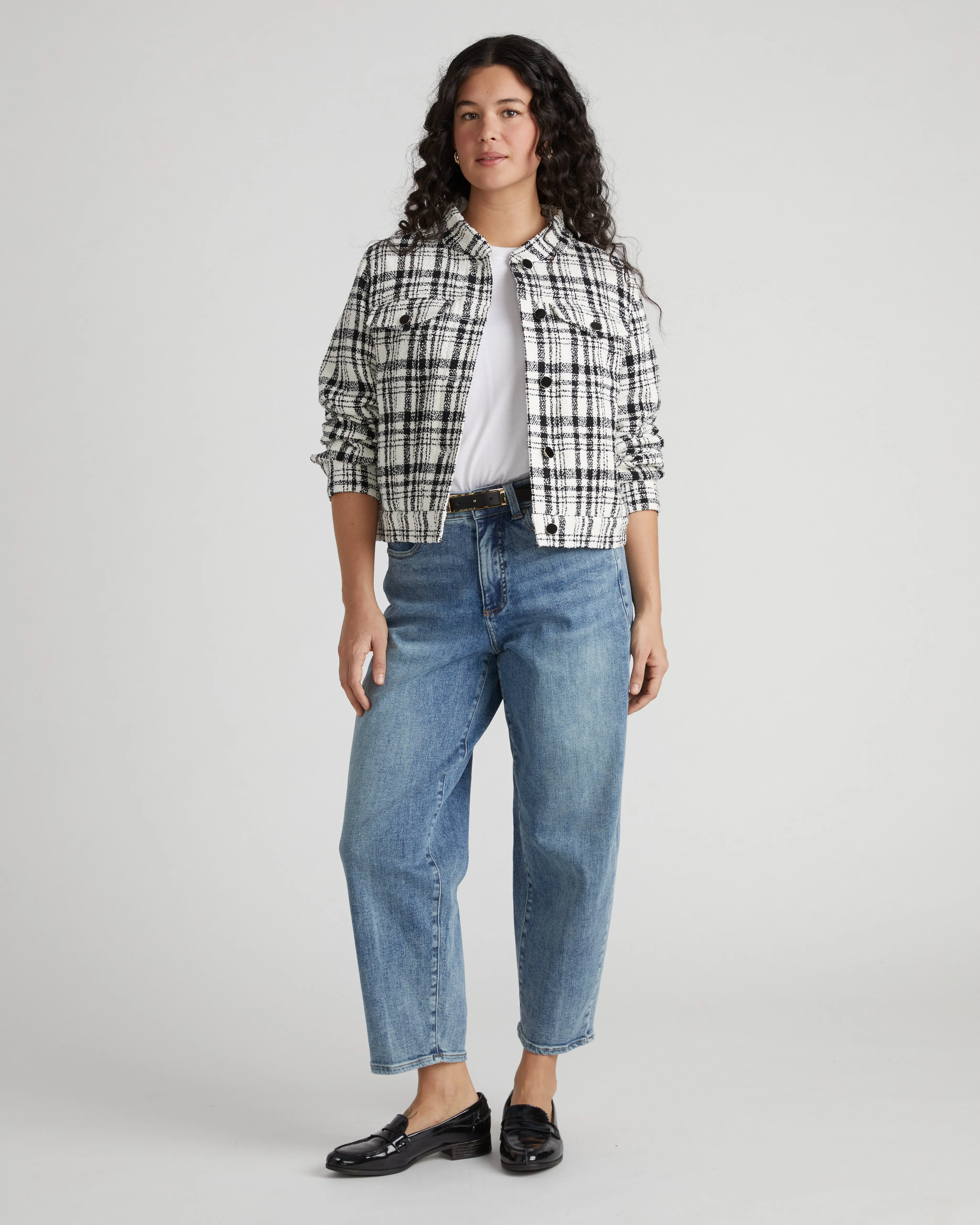 Tweed Lady Jacket - White/Black Plaid sold by Universal Standard product image thumbnail 5