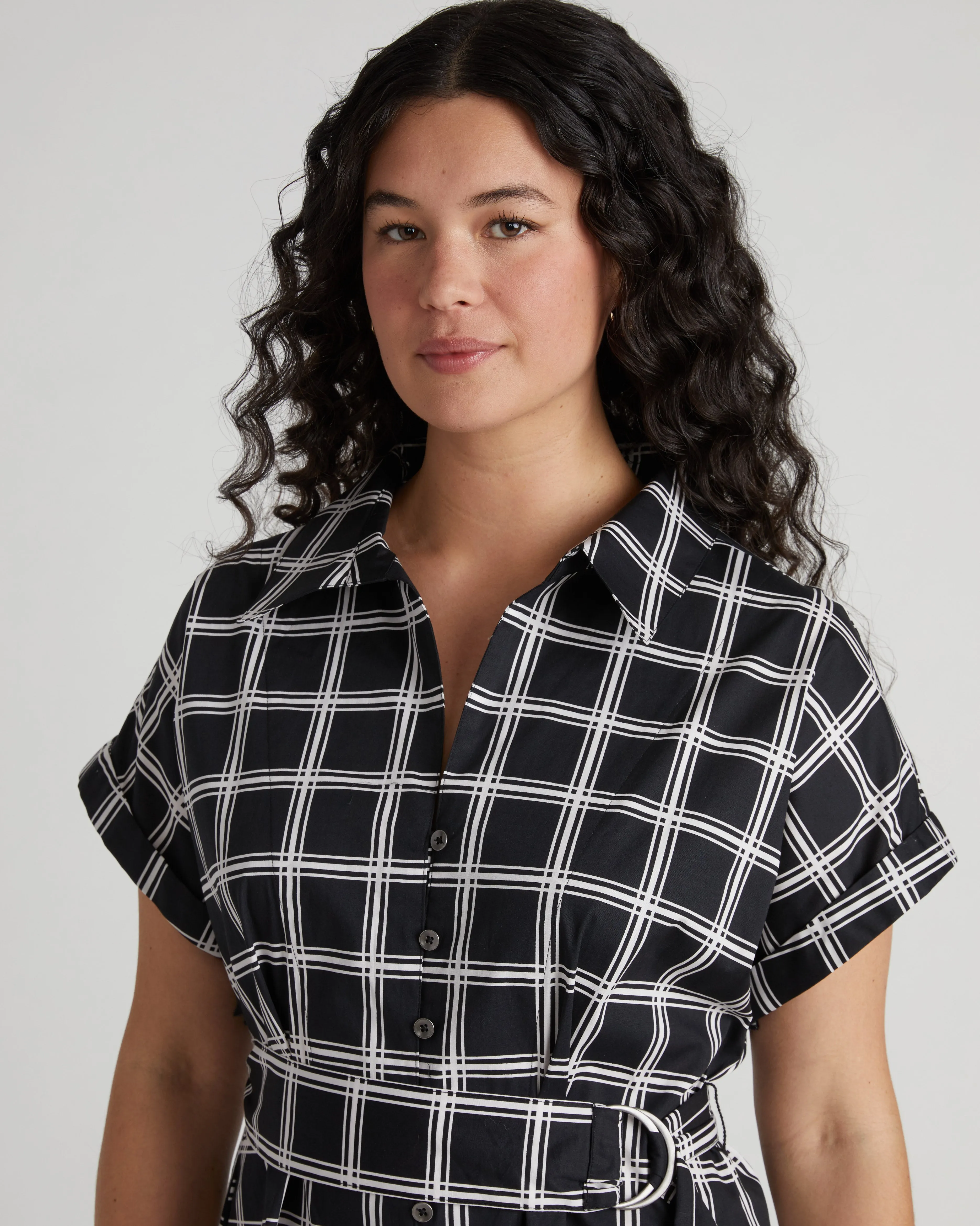 Sandy Stretch Poplin Shirtdress - Black/White Check sold by Universal Standard product image thumbnail 5