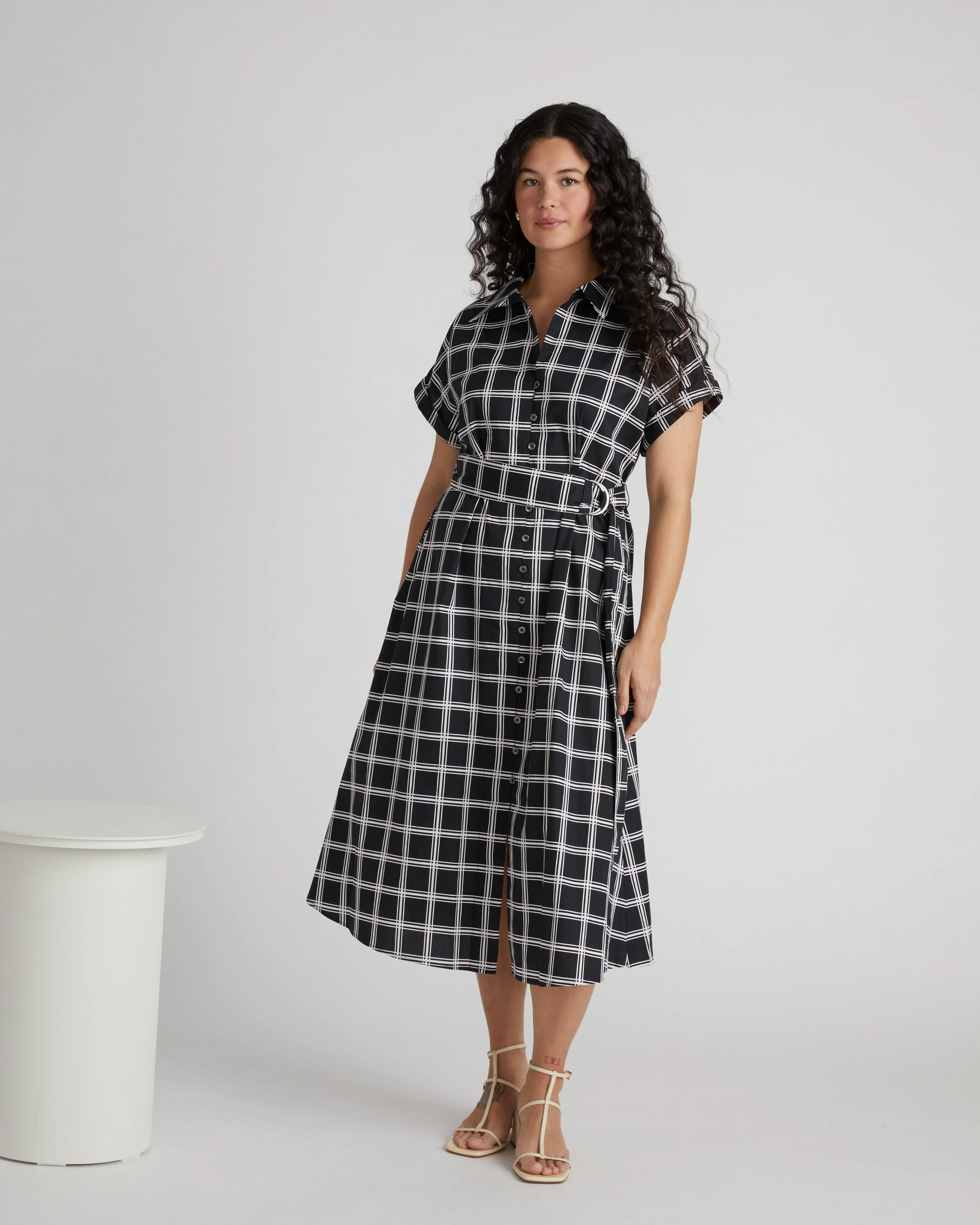Sandy Stretch Poplin Shirtdress - Black/White Check sold by Universal Standard product image thumbnail 4