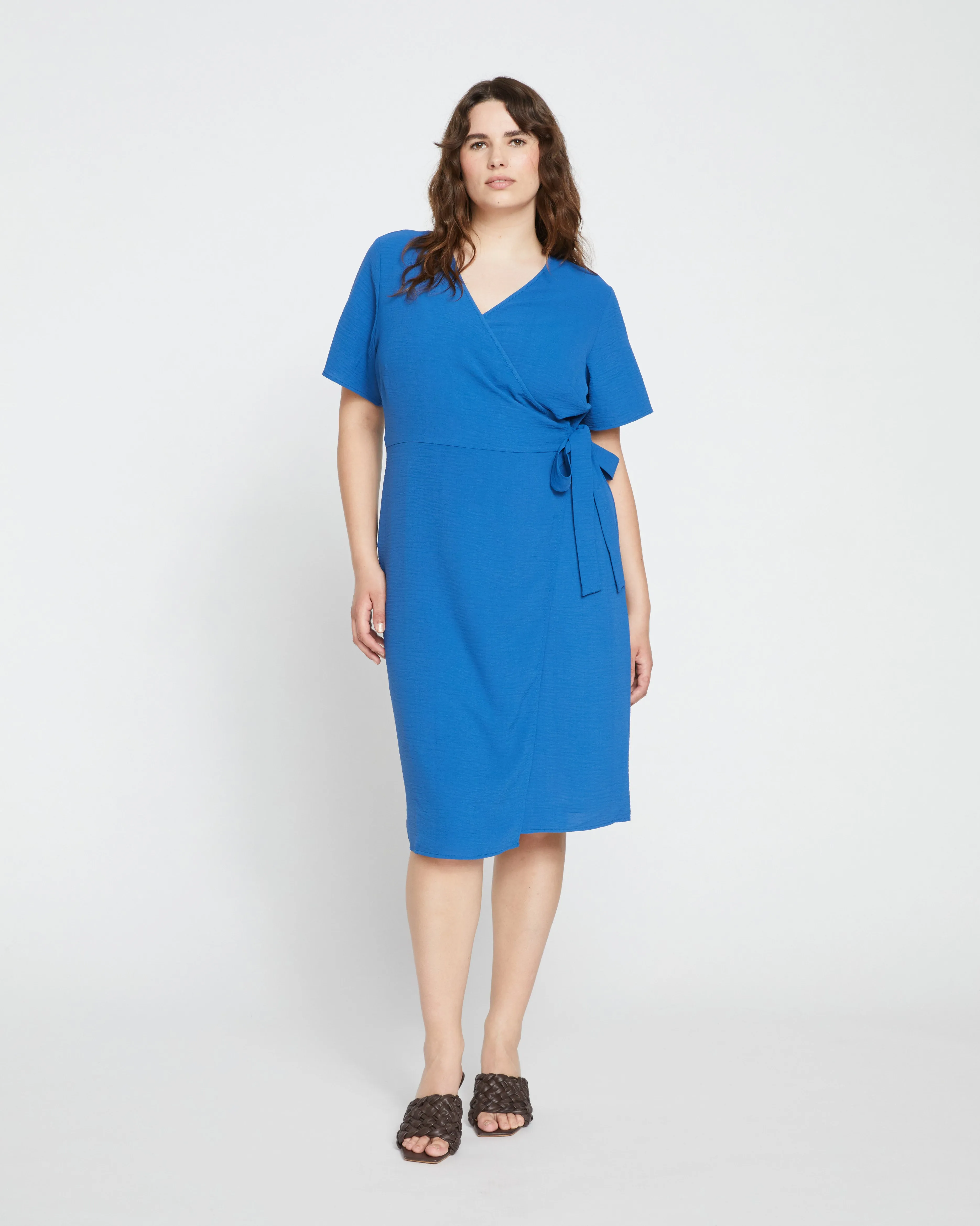 Twilight Crinkle Crepe Wrap Dress - Admiral Blue sold by Universal Standard
