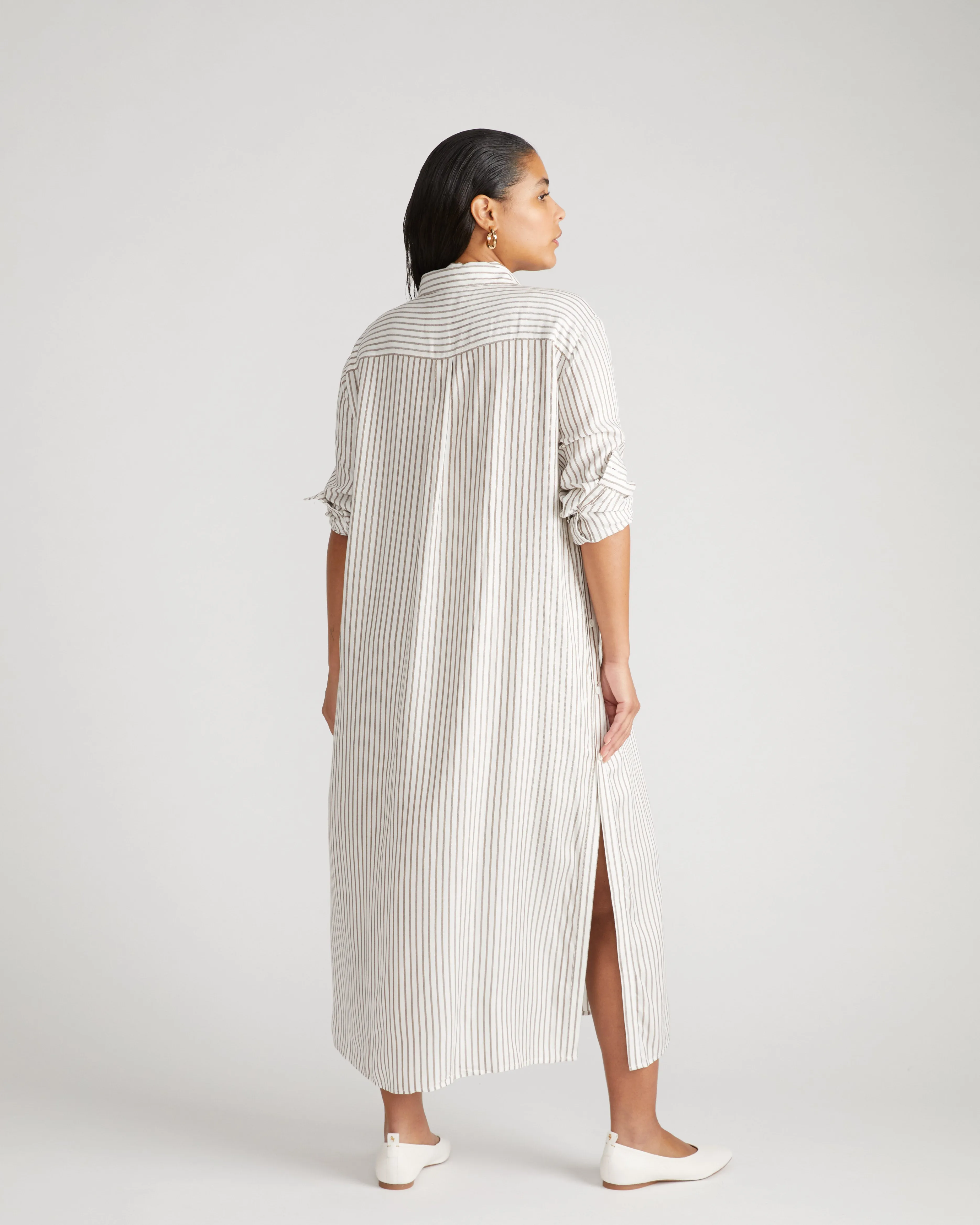 Nailah Button Down Tunic - White/Beige Stripe sold by Universal Standard product image thumbnail 4