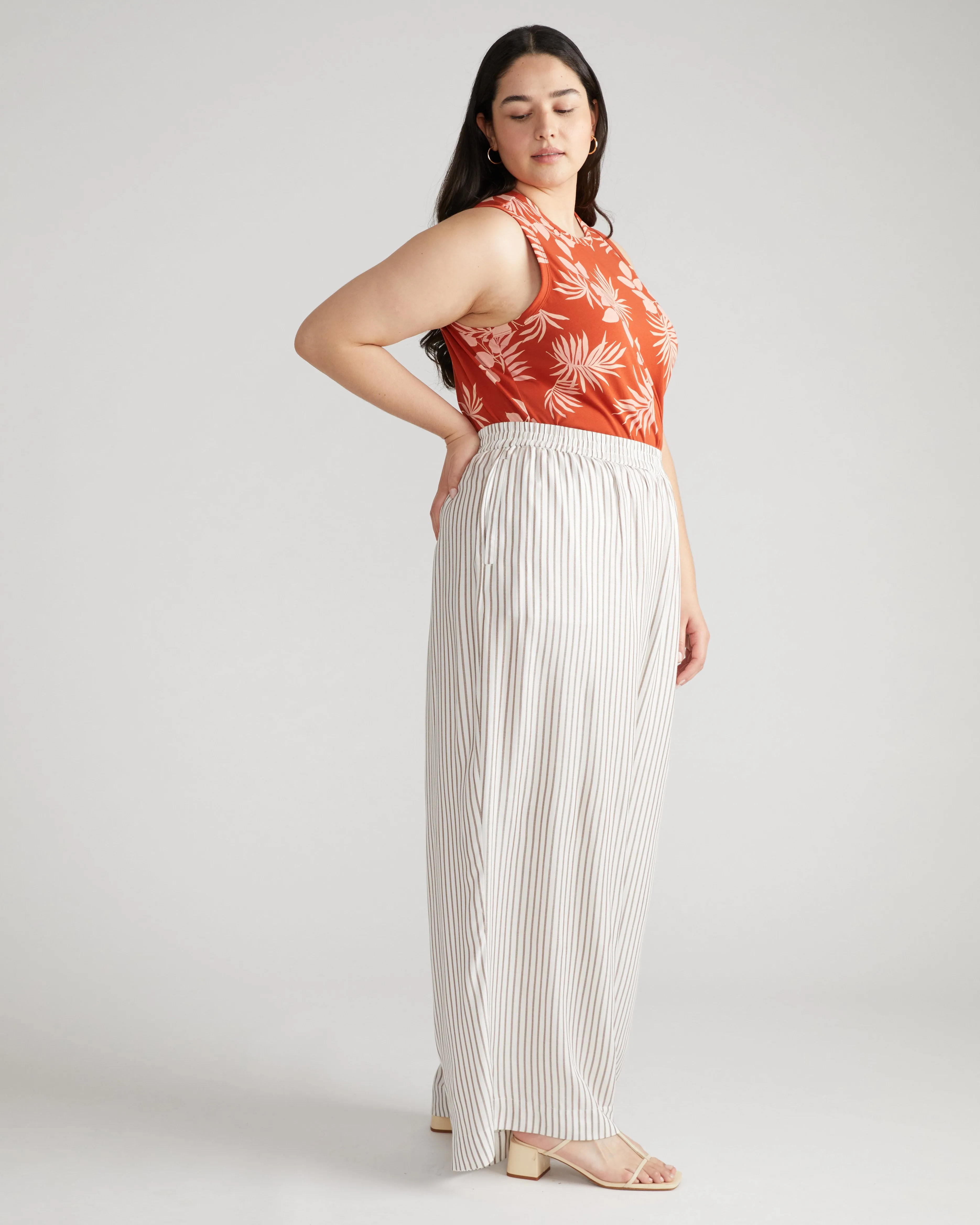 Verbena Voile Pants - White/Beige Stripe sold by Universal Standard product image thumbnail 2