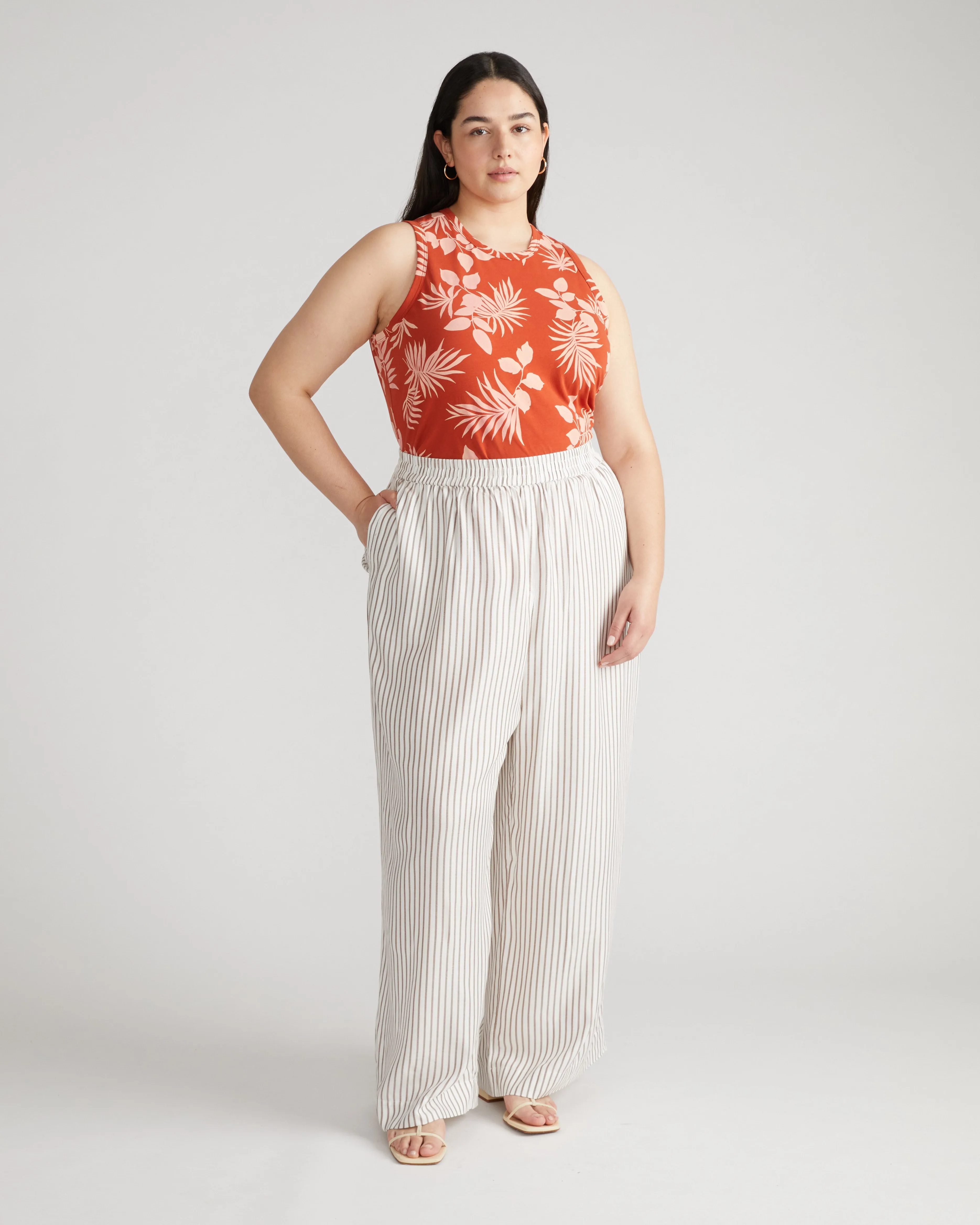 Verbena Voile Pants - White/Beige Stripe sold by Universal Standard product image thumbnail 4