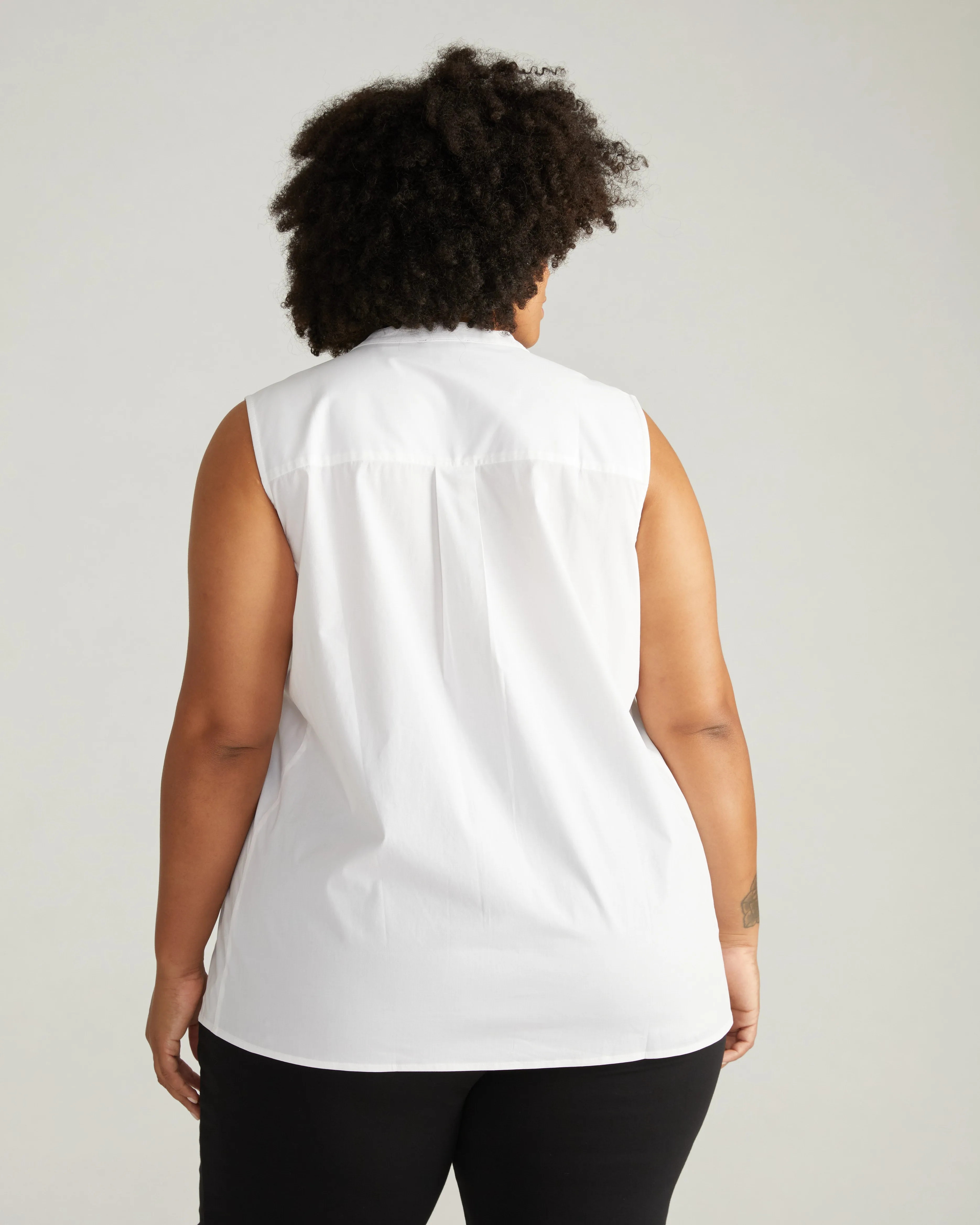City Poplin Sleeveless Pintuck Shirt - White sold by Universal Standard product image thumbnail 3