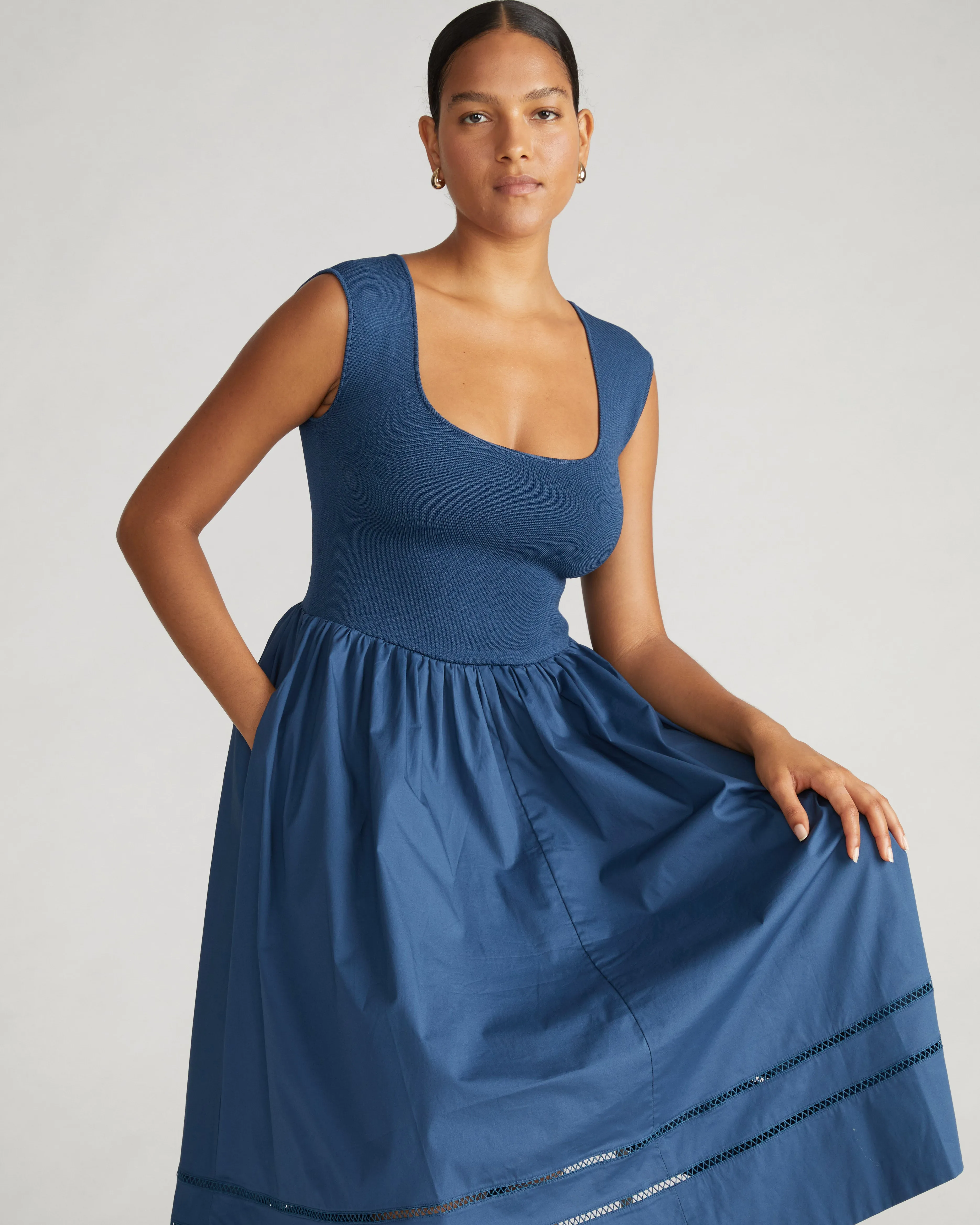 Chloe Combo Dress - Bleu Scolaire sold by Universal Standard