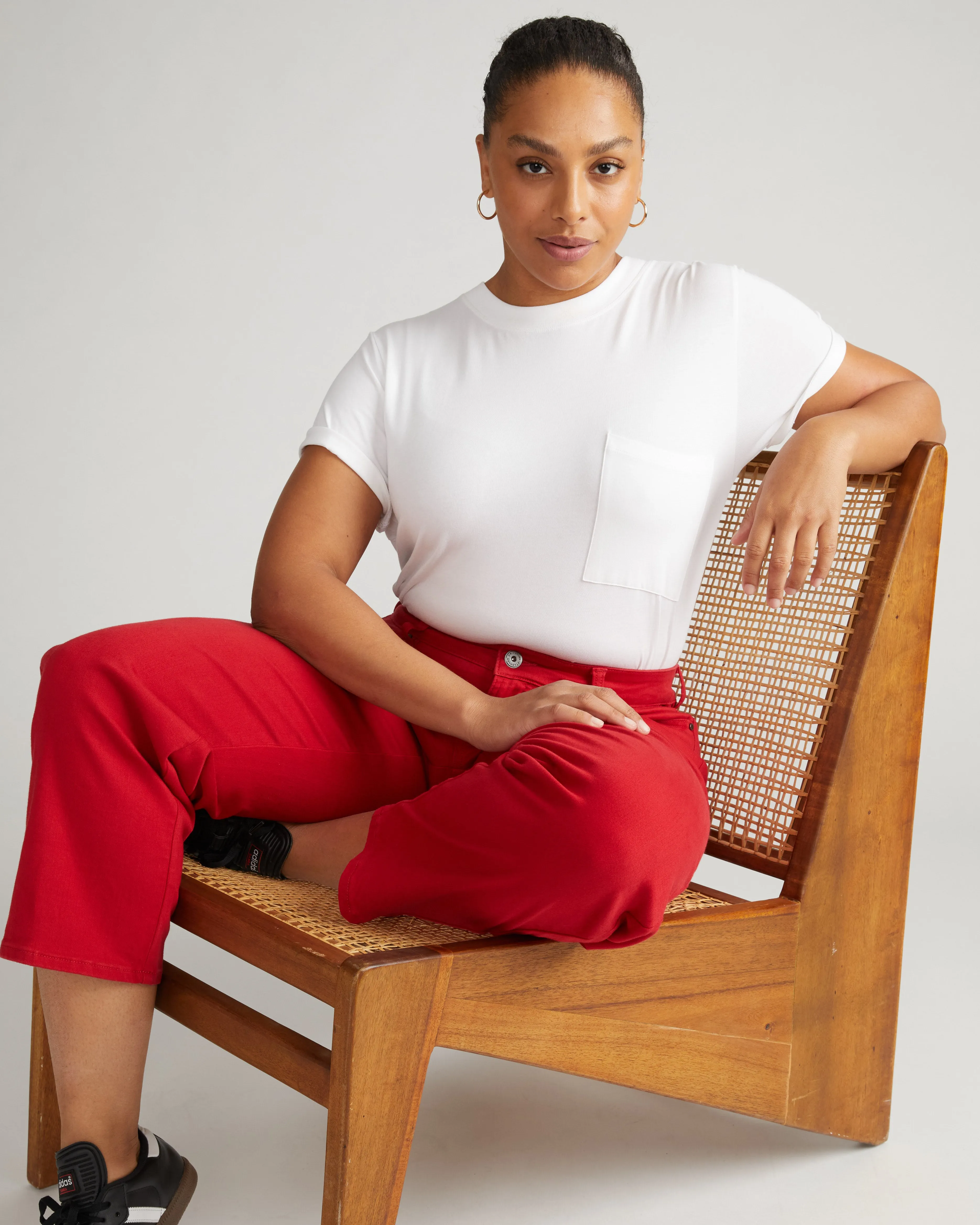 Etta High Rise Straight Leg Jeans 28 Inch - Very Red sold by Universal Standard