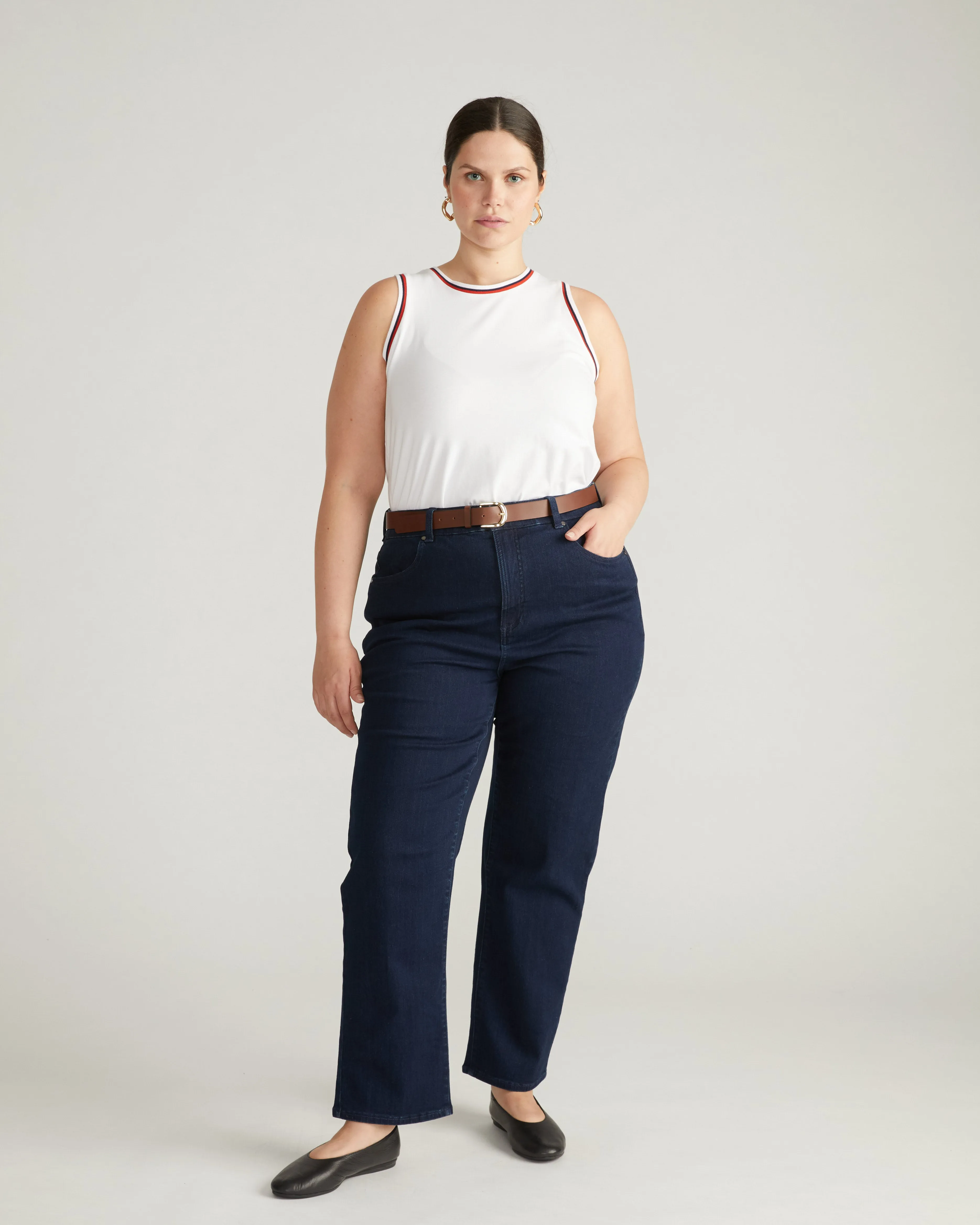 Ella High Rise Straight Leg Jeans - Balearic Blue sold by Universal Standard