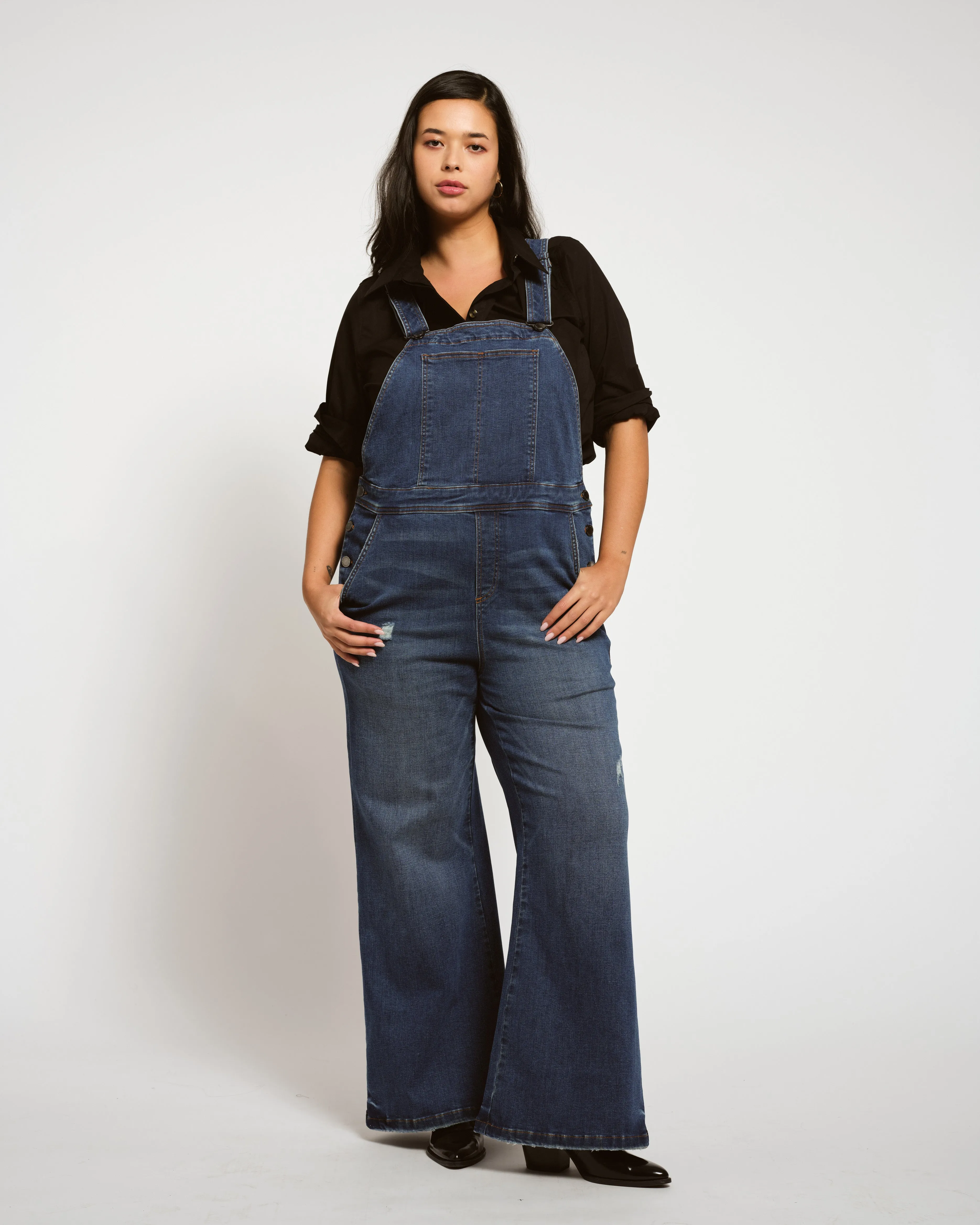 Casey Wide Leg Denim Overalls - Princeton Blue sold by Universal Standard