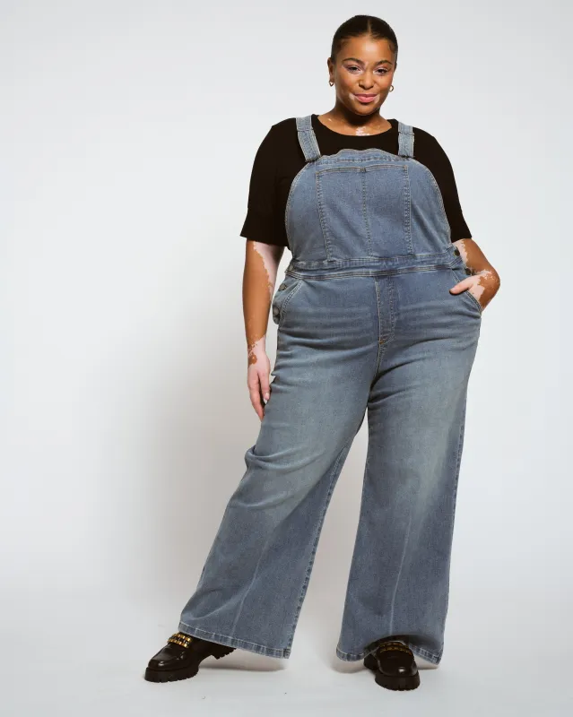 Casey Wide Leg Denim Overalls - Rizzo Blue sold by Universal Standard