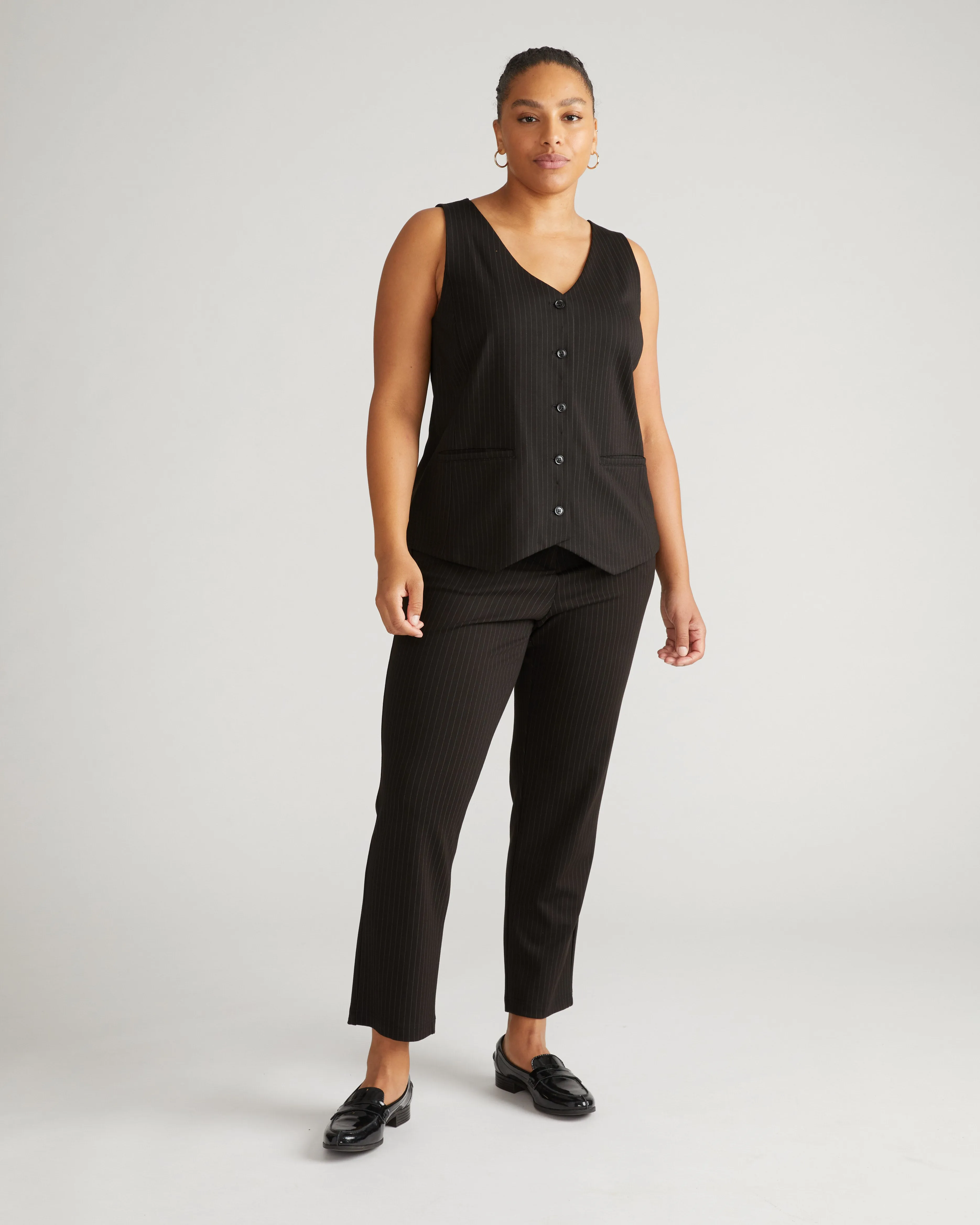 The Tailored Ponte Vest - Slate Pinstripe sold by Universal Standard product image thumbnail 2