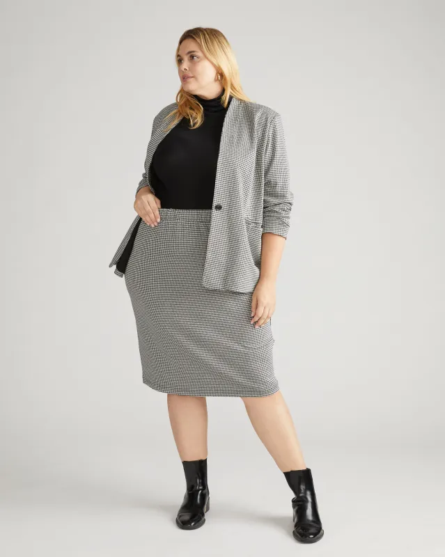 Danube Ponte Skirt - Black/White Houndstooth sold by Universal Standard