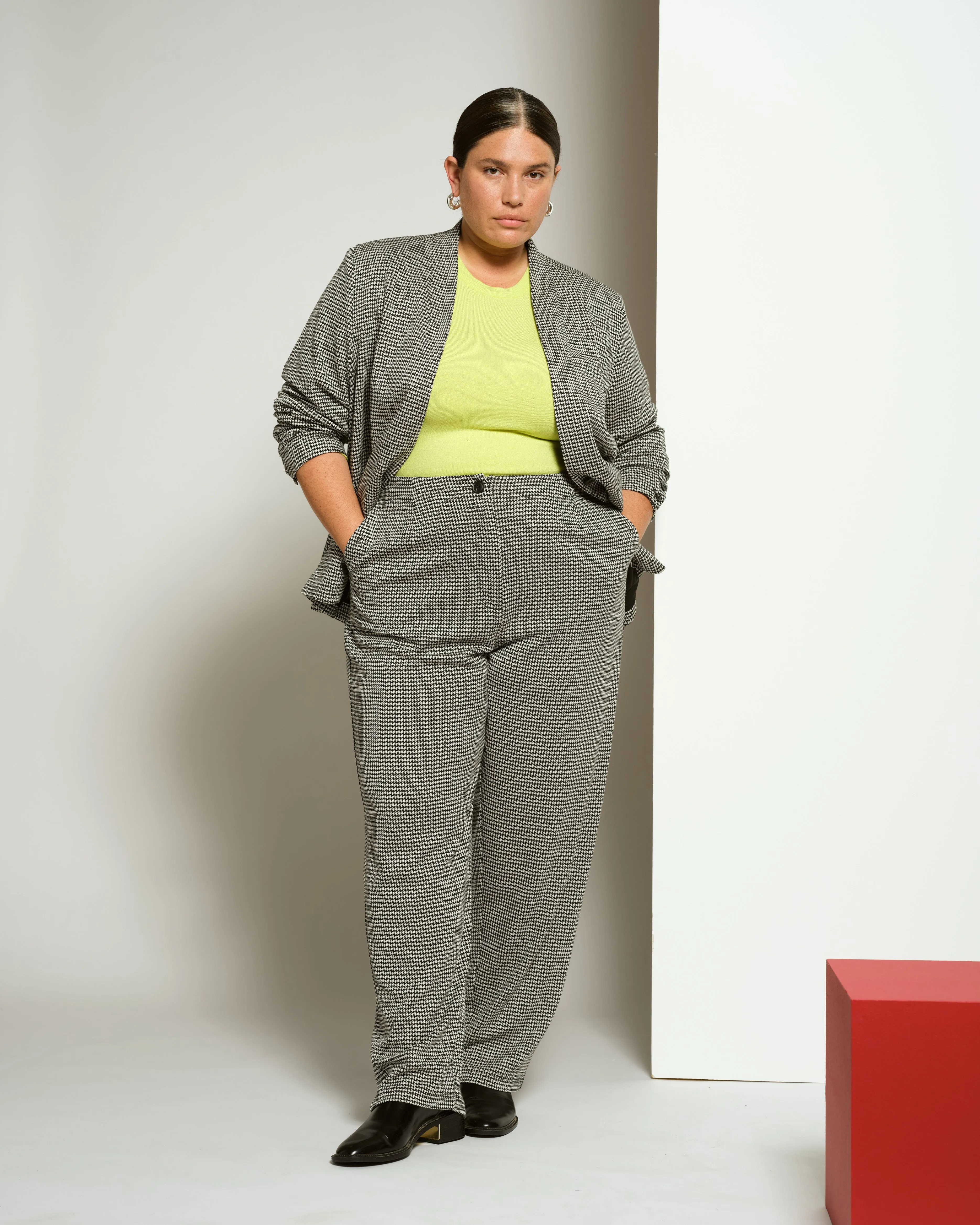 Audrey Tailored Ponte Pants - Black/White Houndstooth sold by Universal Standard product image thumbnail 2