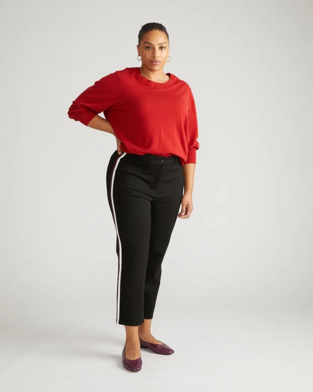 Cigarette Ponte Pants - Black with White/Acai Stripe sold by Universal Standard