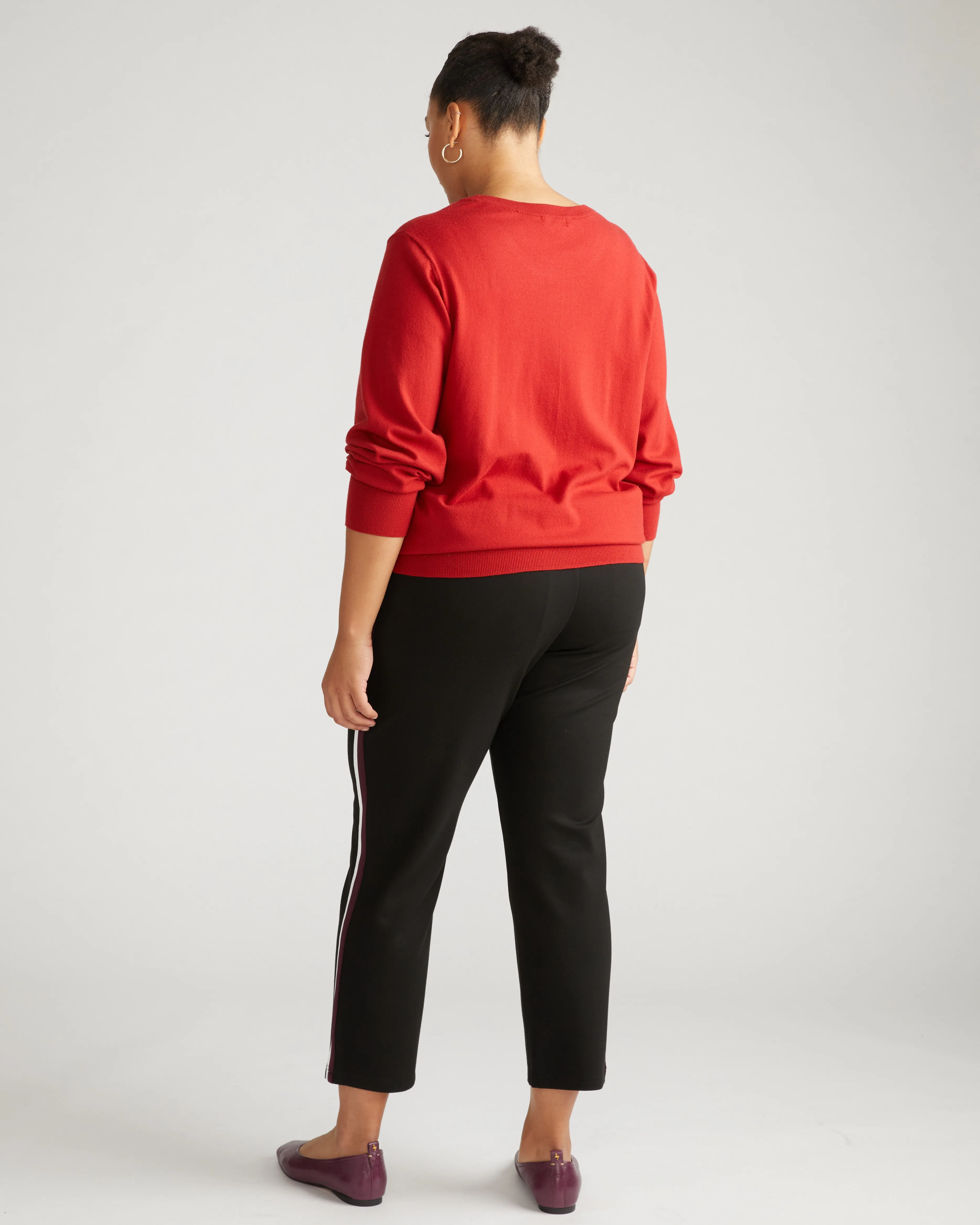 Cigarette Ponte Pants - Black with White/Acai Stripe sold by Universal Standard product image thumbnail 3