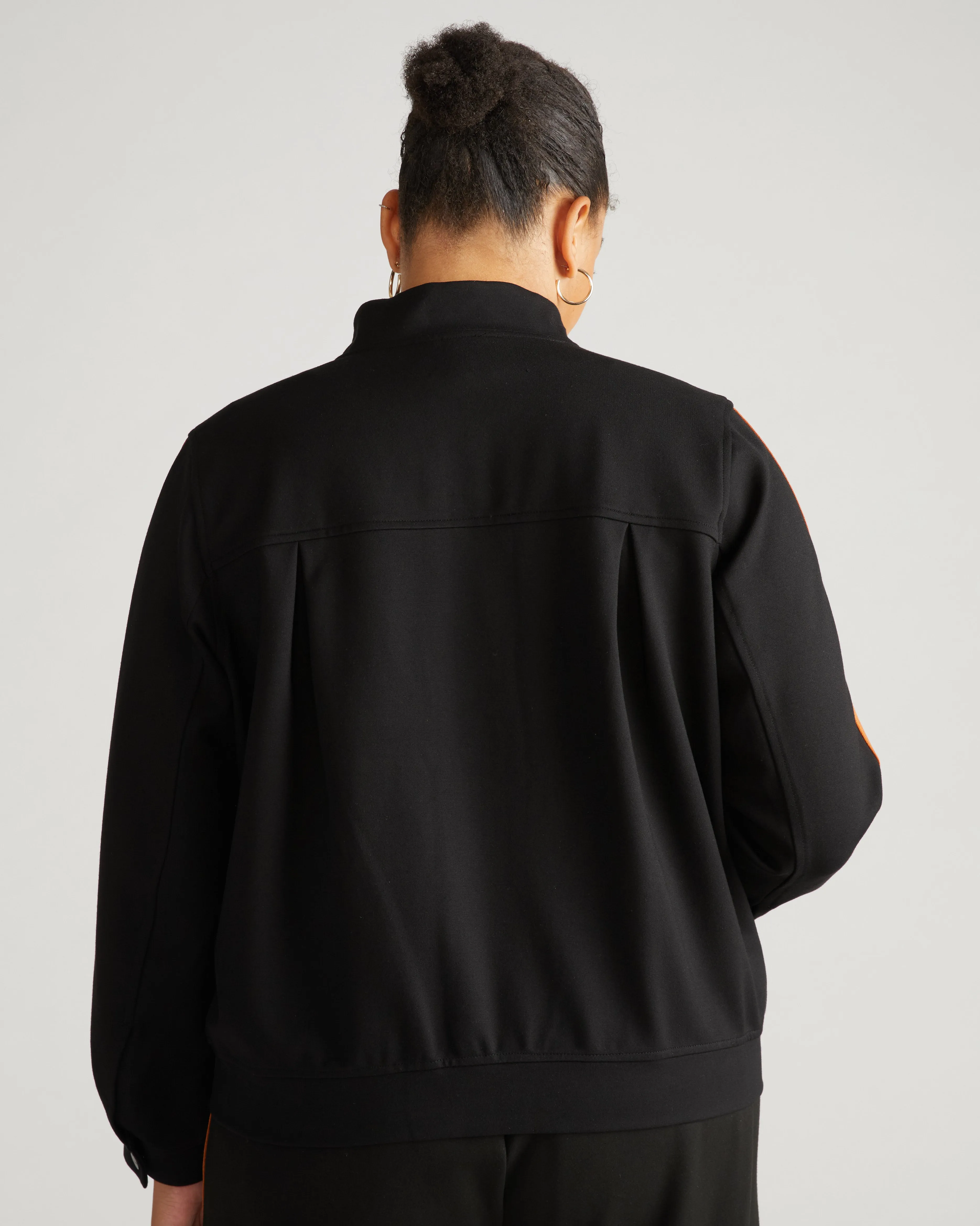 Camden Ponte Bomber Jacket - Black with Ochre/White Stripe sold by Universal Standard product image thumbnail 4