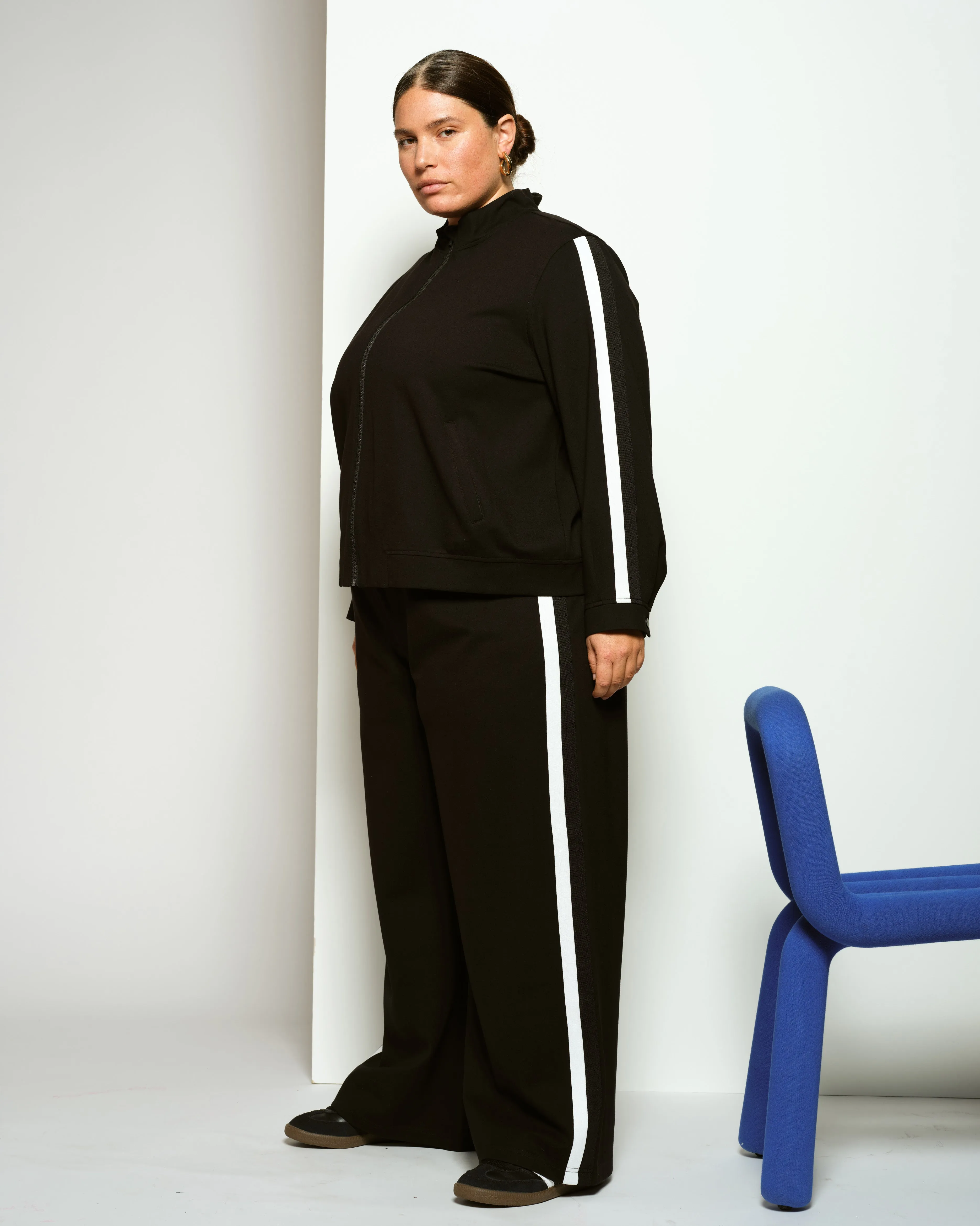 Camden Ponte Bomber Jacket - Black with White/Black Stripe sold by Universal Standard product image thumbnail 2