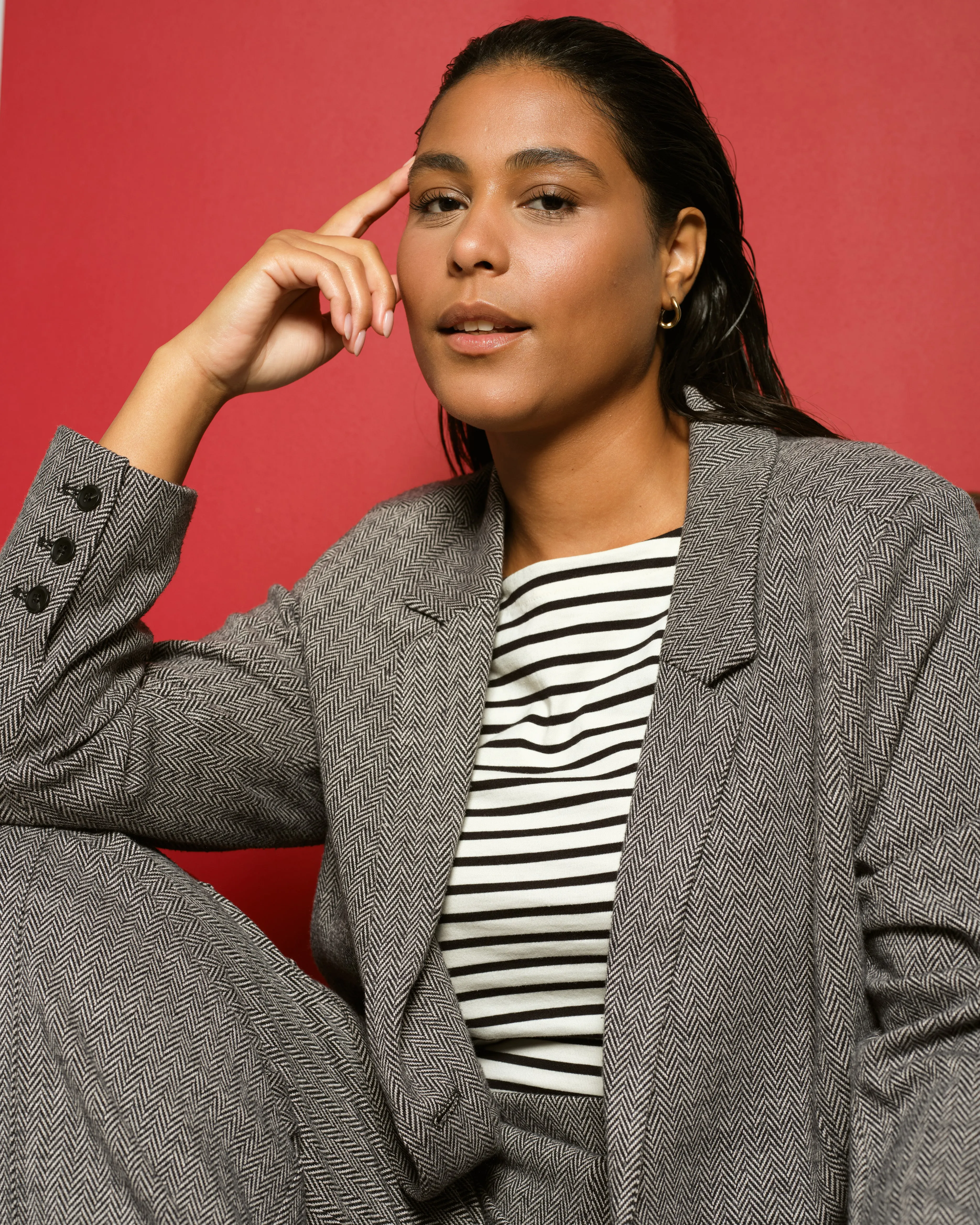 Beas Ponte Blazer - Herringbone Tweed sold by Universal Standard product image thumbnail 3