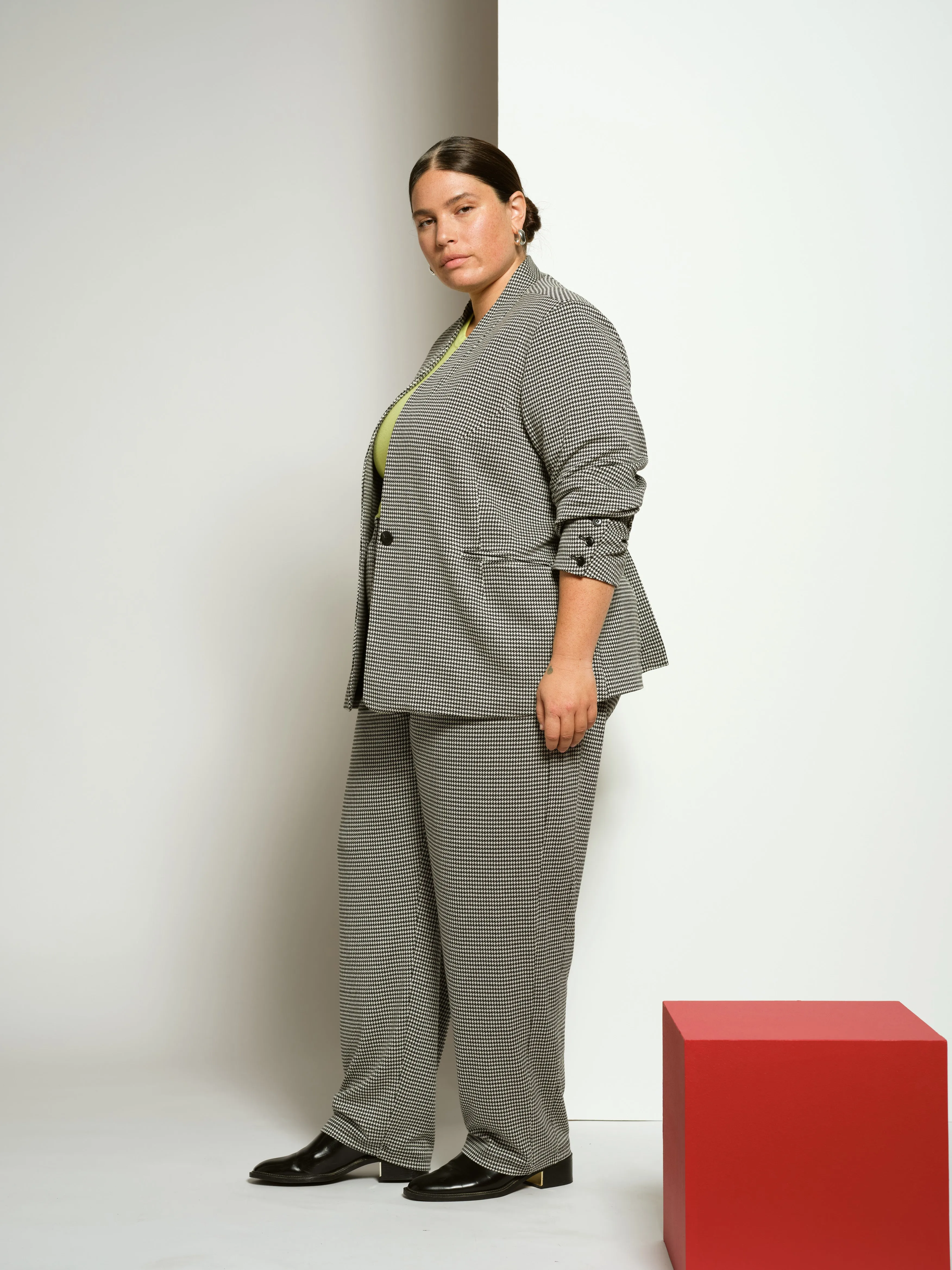 Lennox Collarless Ponte Blazer - Black/White Houndstooth sold by Universal Standard product image thumbnail 5