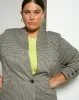 Lennox Collarless Ponte Blazer - Black/White Houndstooth sold by Universal Standard