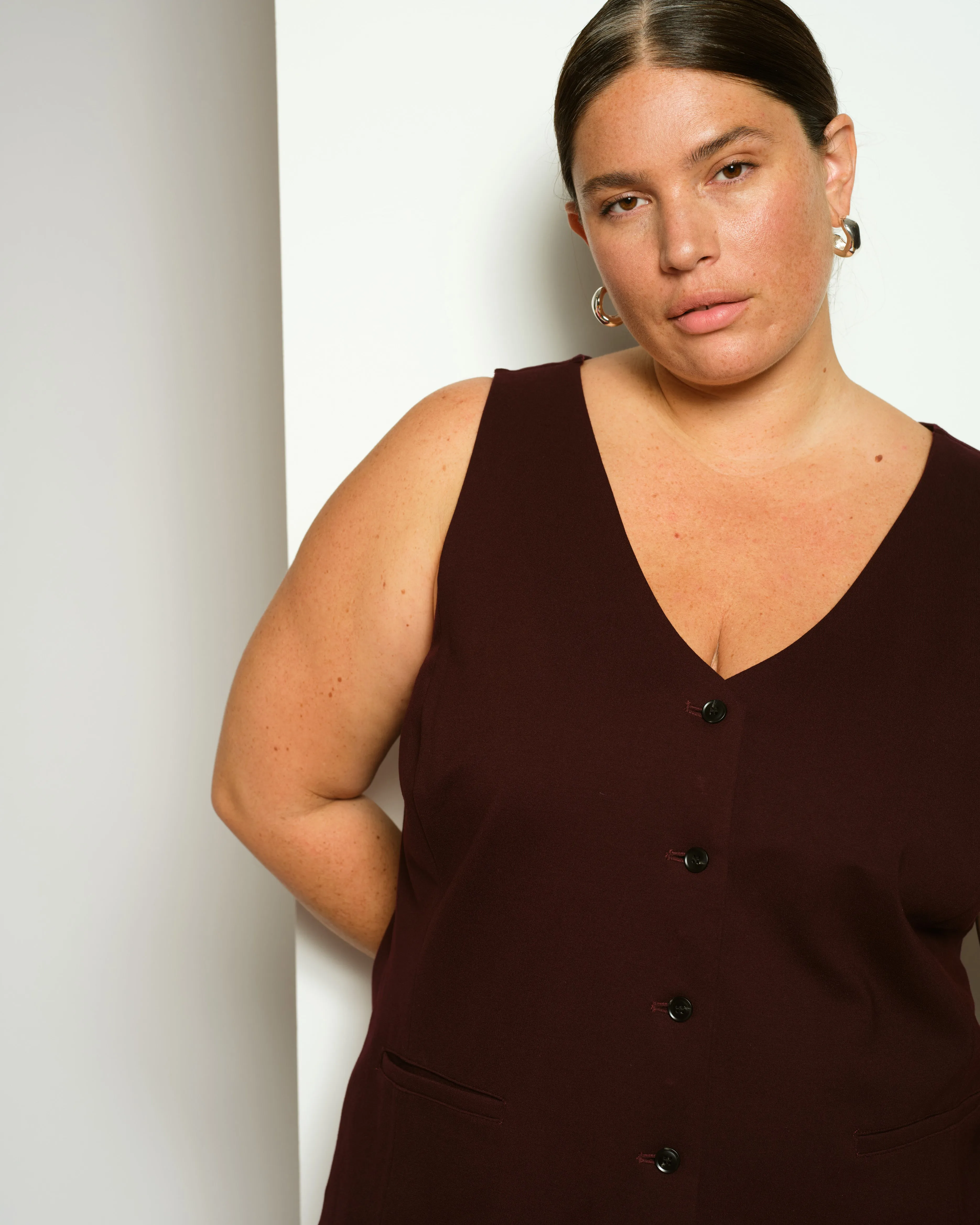 The Tailored Ponte Vest - Black Cherry sold by Universal Standard product image thumbnail 3