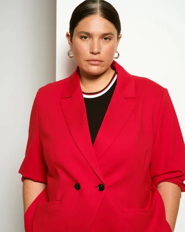 Bianca Double Breasted Ponte Blazer - Vermilion Red sold by Universal Standard