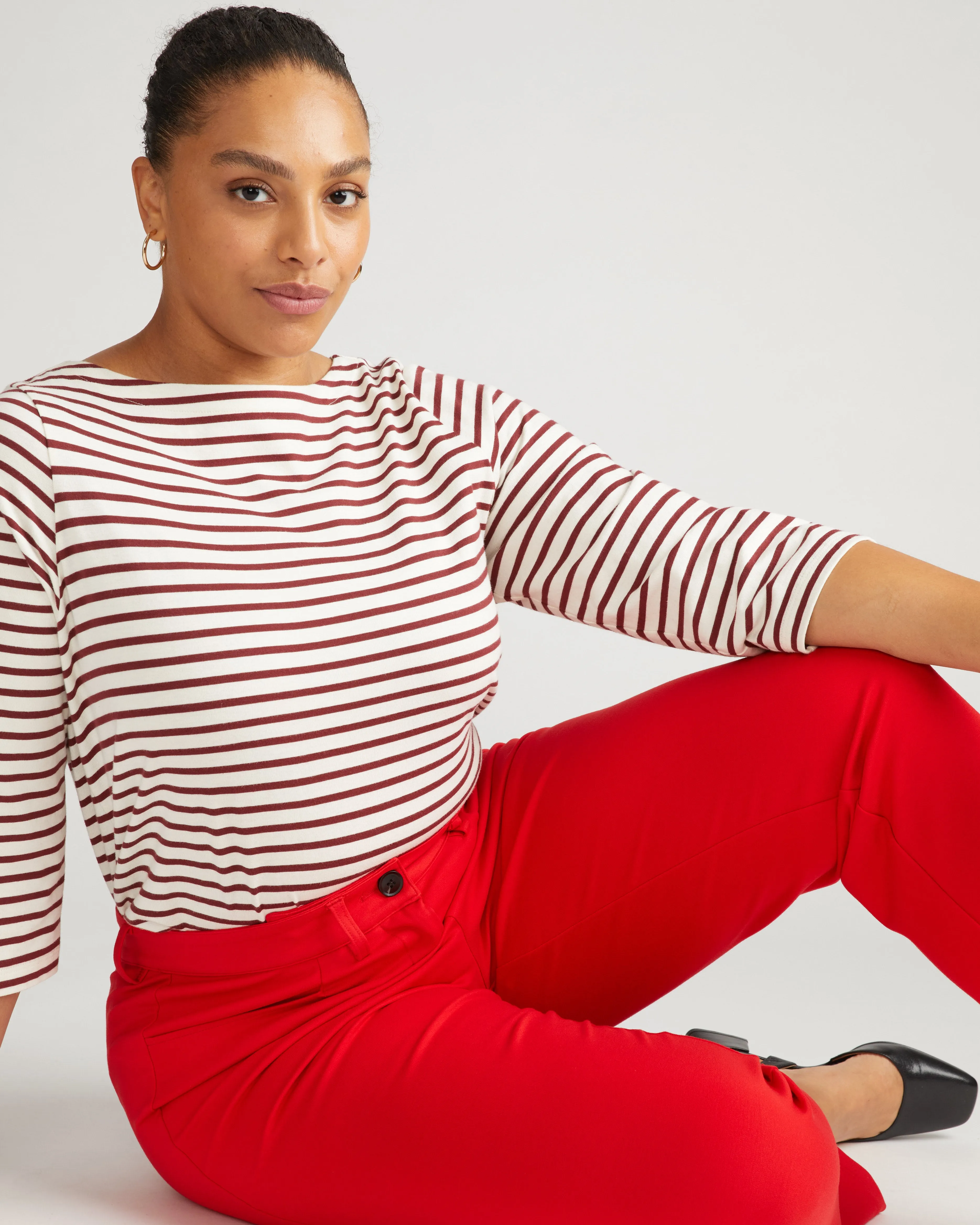 Long Cigarette Ponte Pants - Vermilion Red sold by Universal Standard