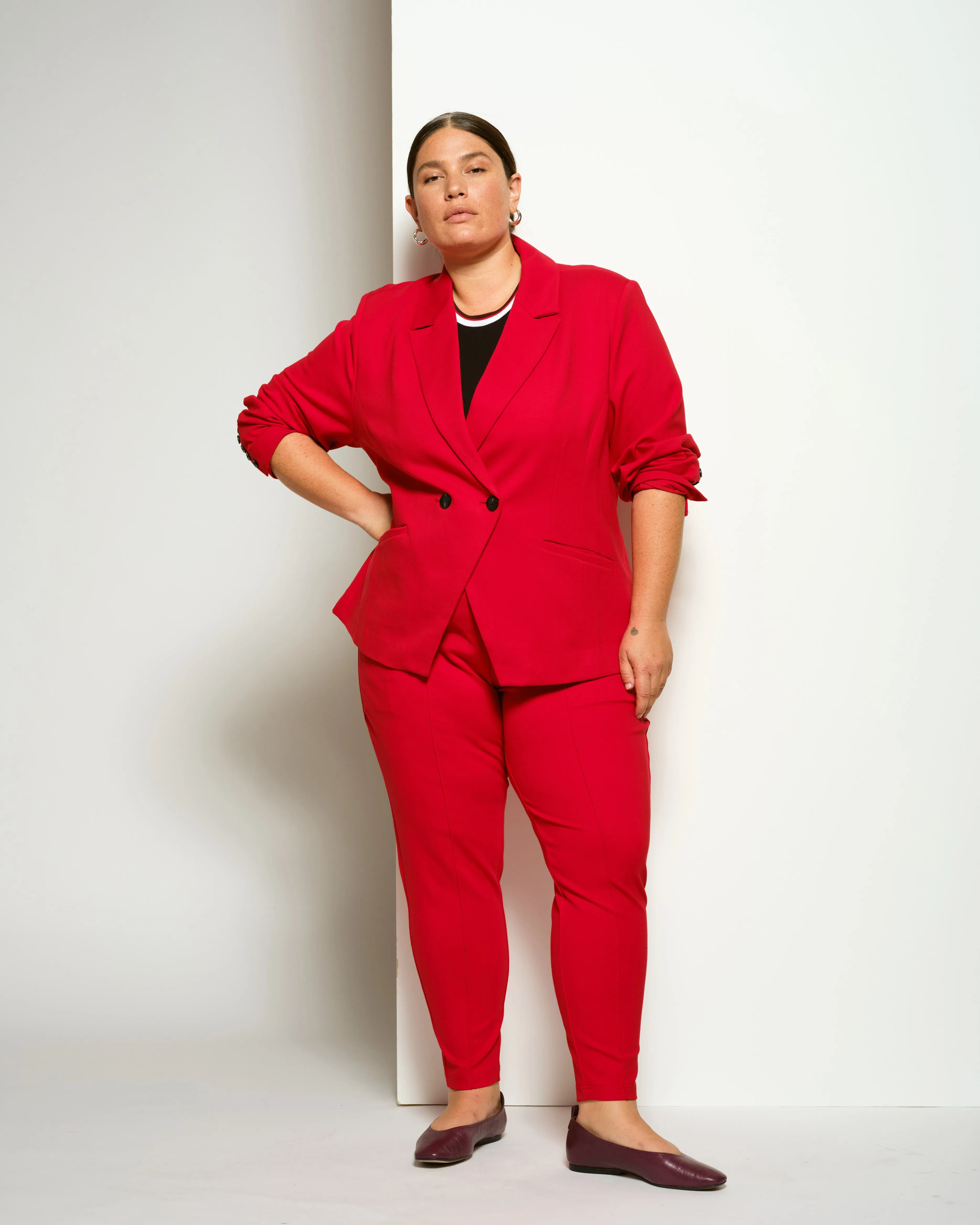 Minimalist Moro Pintuck Pocket Ponte Pants - Vermilion Red sold by Universal Standard product image thumbnail 4