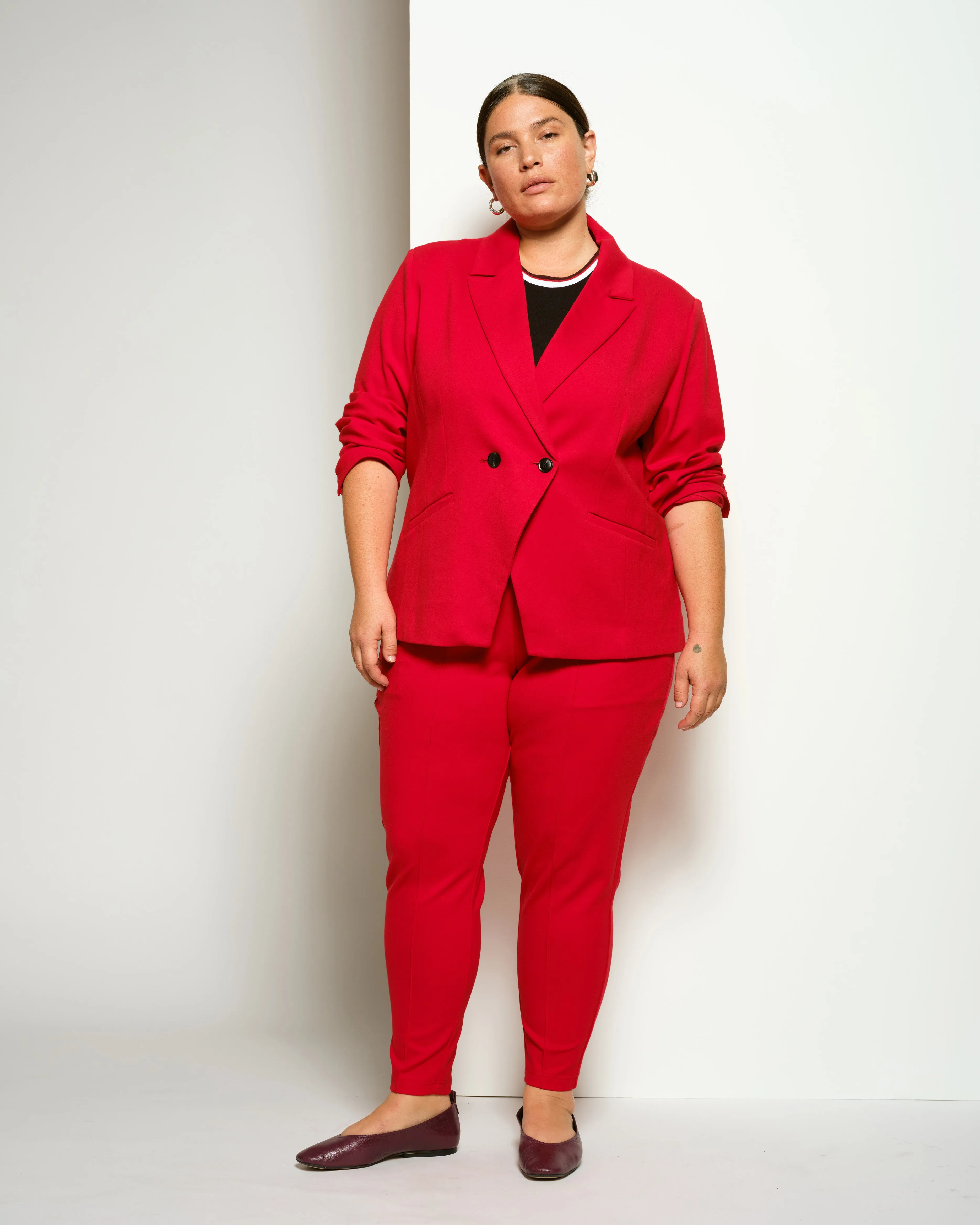 Minimalist Moro Pintuck Pocket Ponte Pants - Vermilion Red sold by Universal Standard product image thumbnail 3