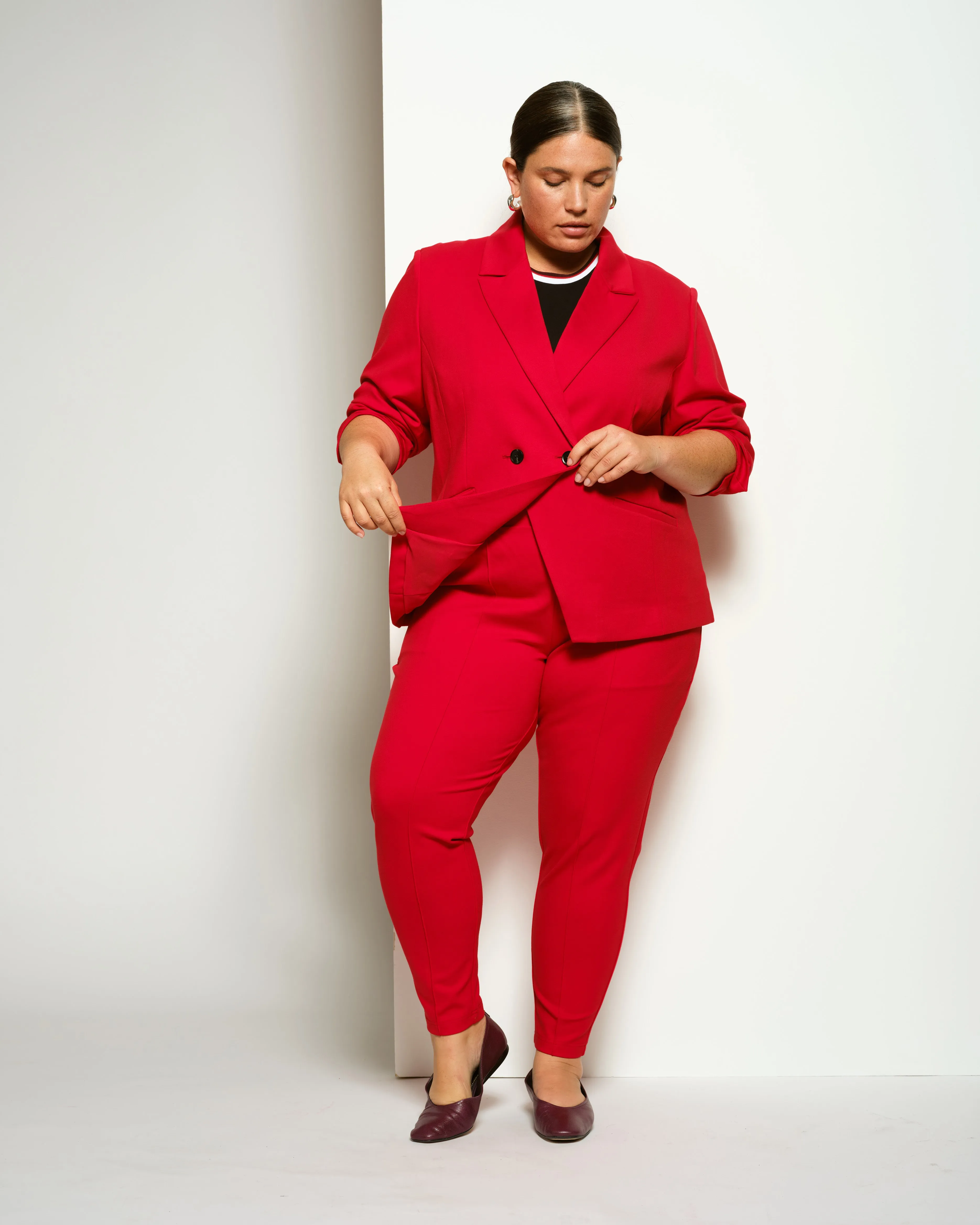 Minimalist Moro Pintuck Pocket Ponte Pants - Vermilion Red sold by Universal Standard product image thumbnail 2