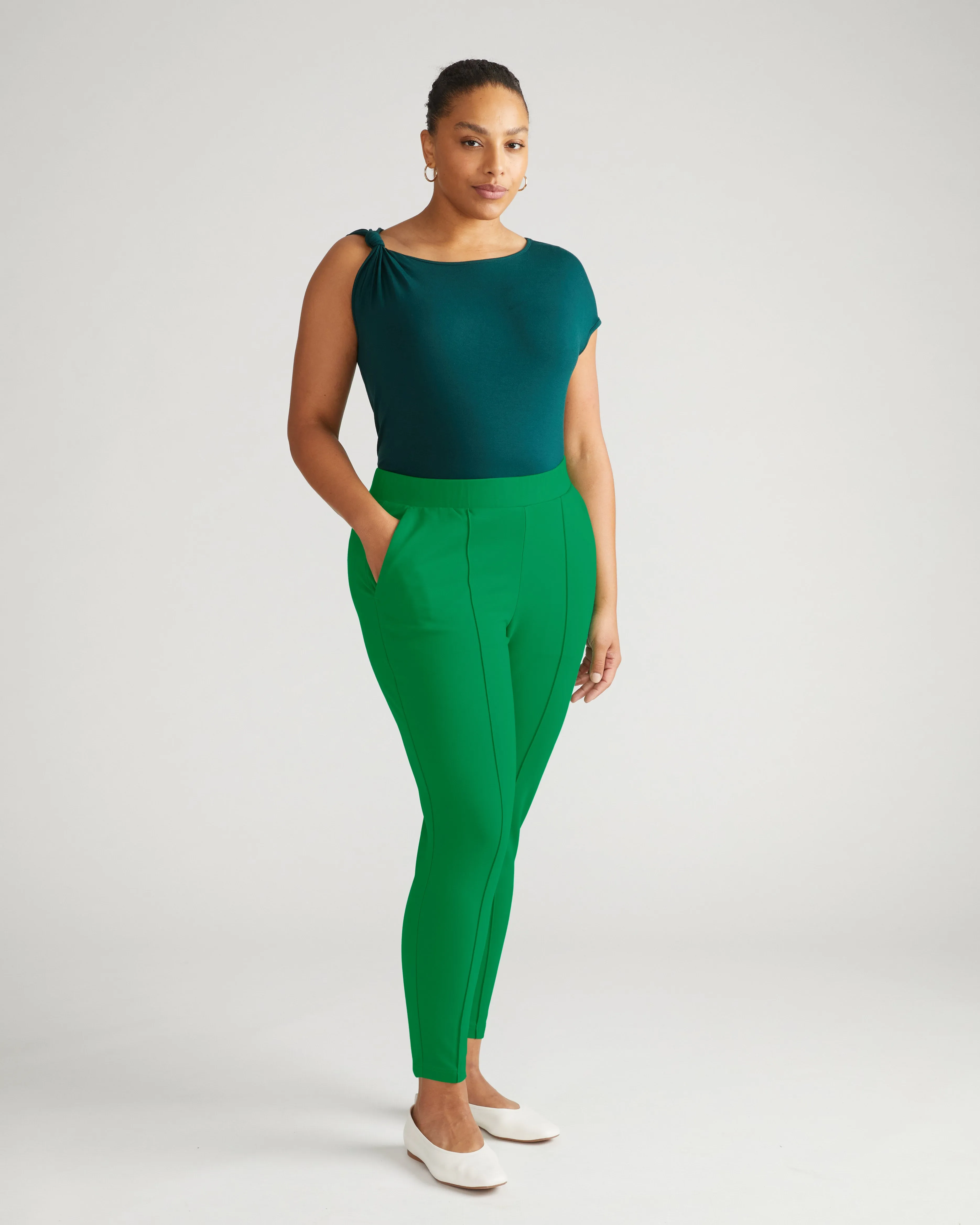 Minimalist Moro Pintuck Pocket Ponte Pants - Vivid Green sold by Universal Standard product image thumbnail 2