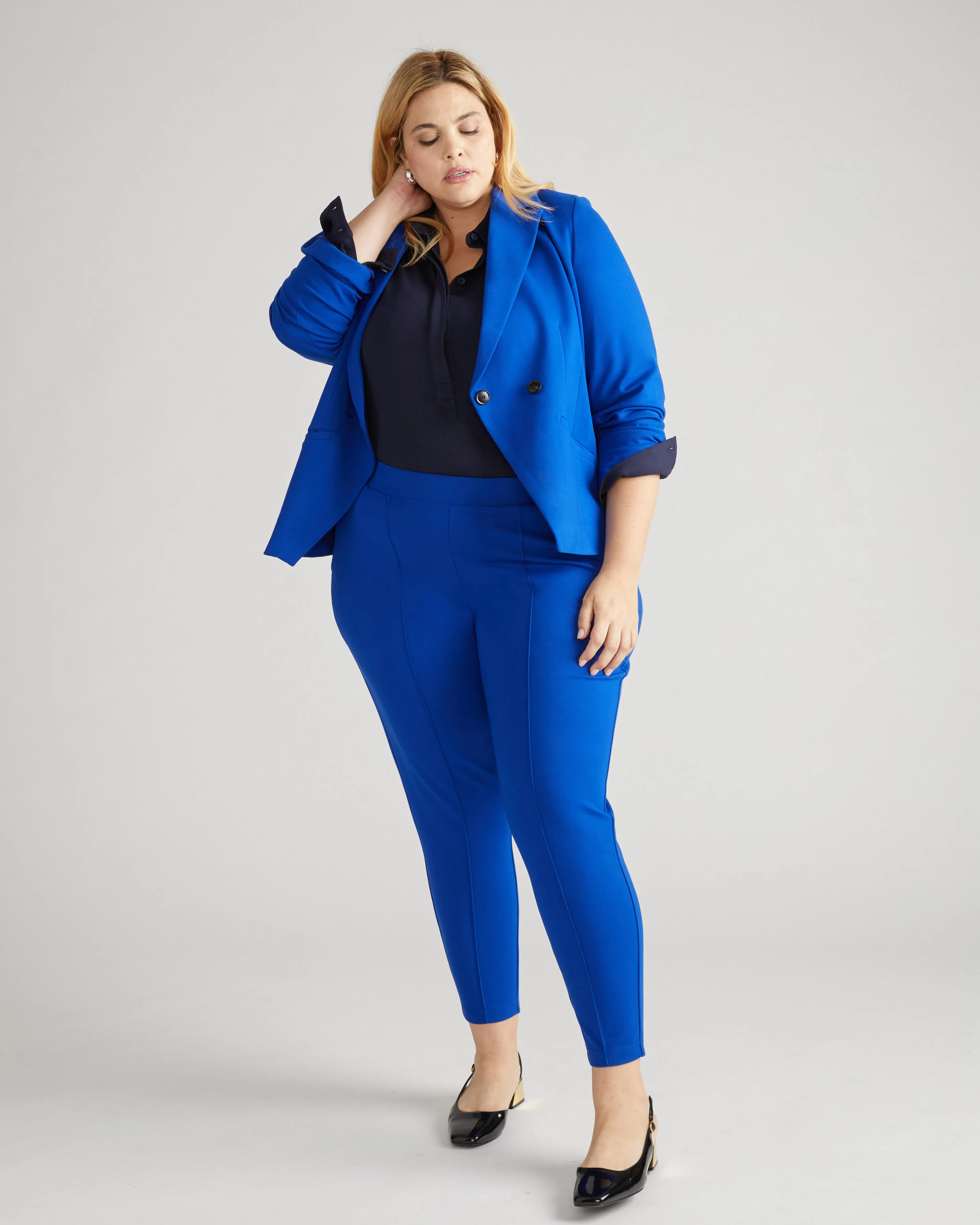 Minimalist Moro Pintuck Pocket Ponte Pants - Tanzanite sold by Universal Standard